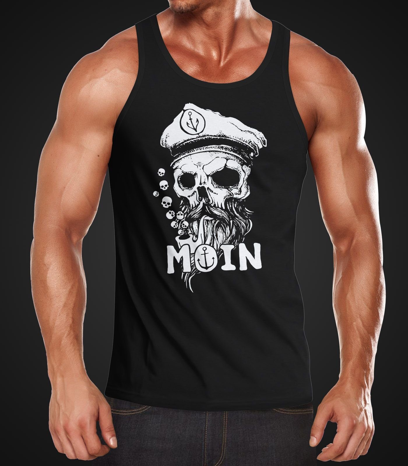 Neverless Tanktop Herren Tank-Top Moin Kapitän günstig online kaufen