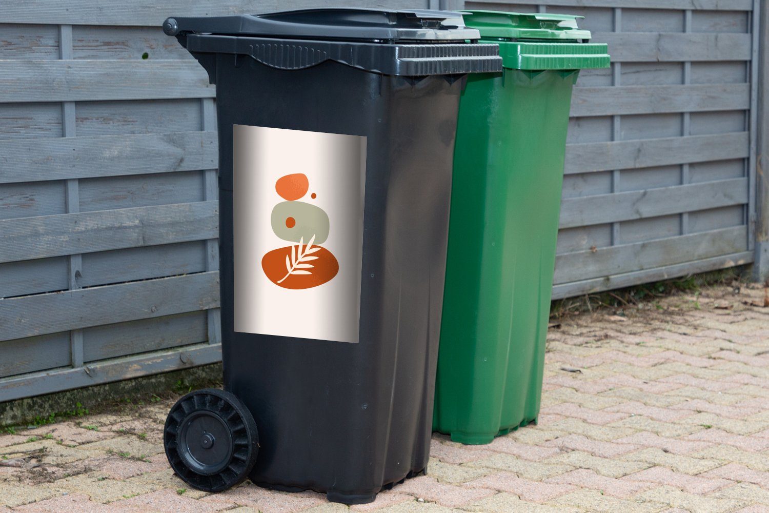 Mülltonne, MuchoWow Mülleimer-aufkleber, - (1 Container, Steine St), Abfalbehälter Minimalismus Wandsticker - Sticker, Sommer