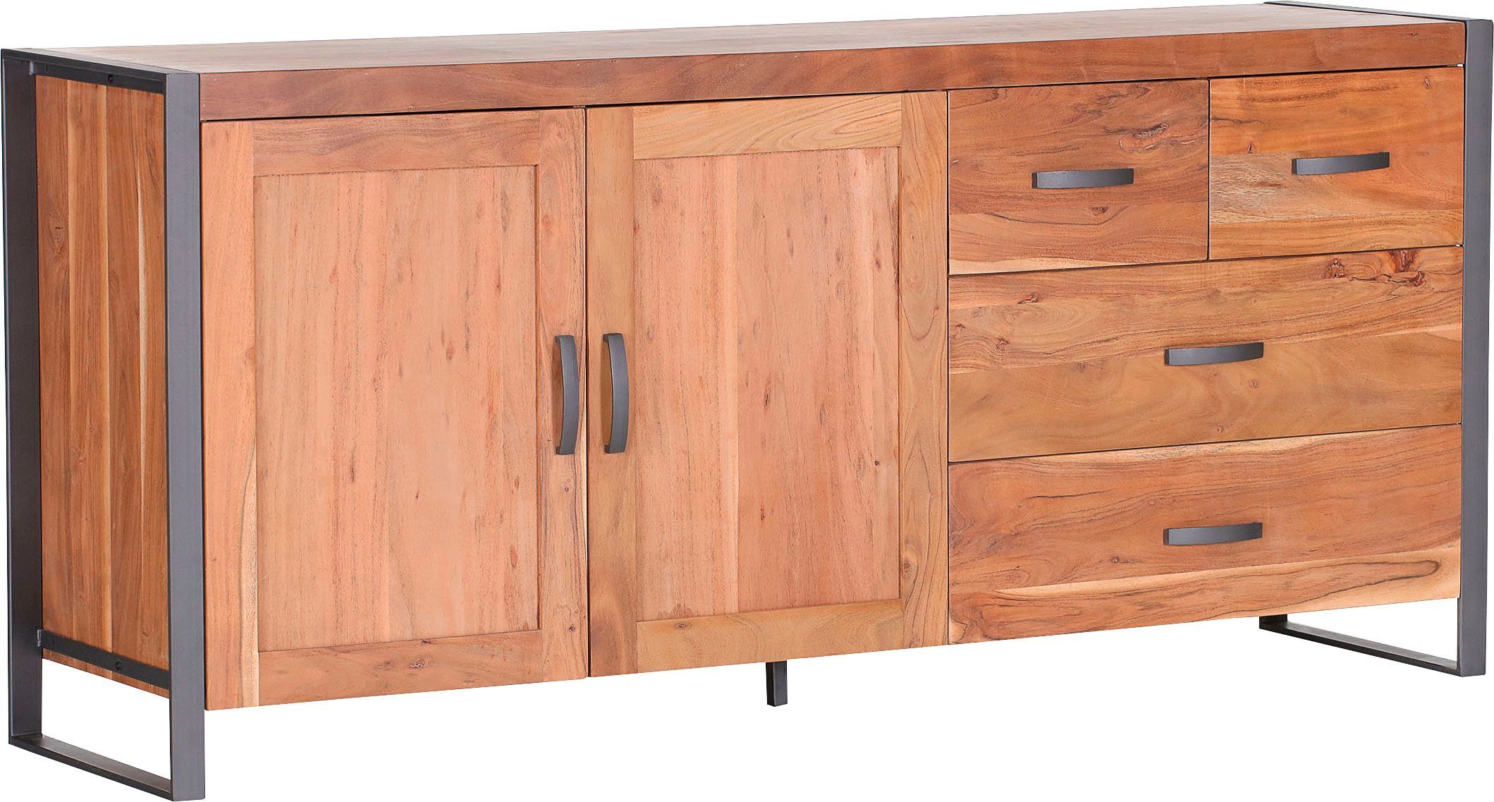 Gutmann Factory Sideboard Alvara, Kommode mit Rattan Geflecht