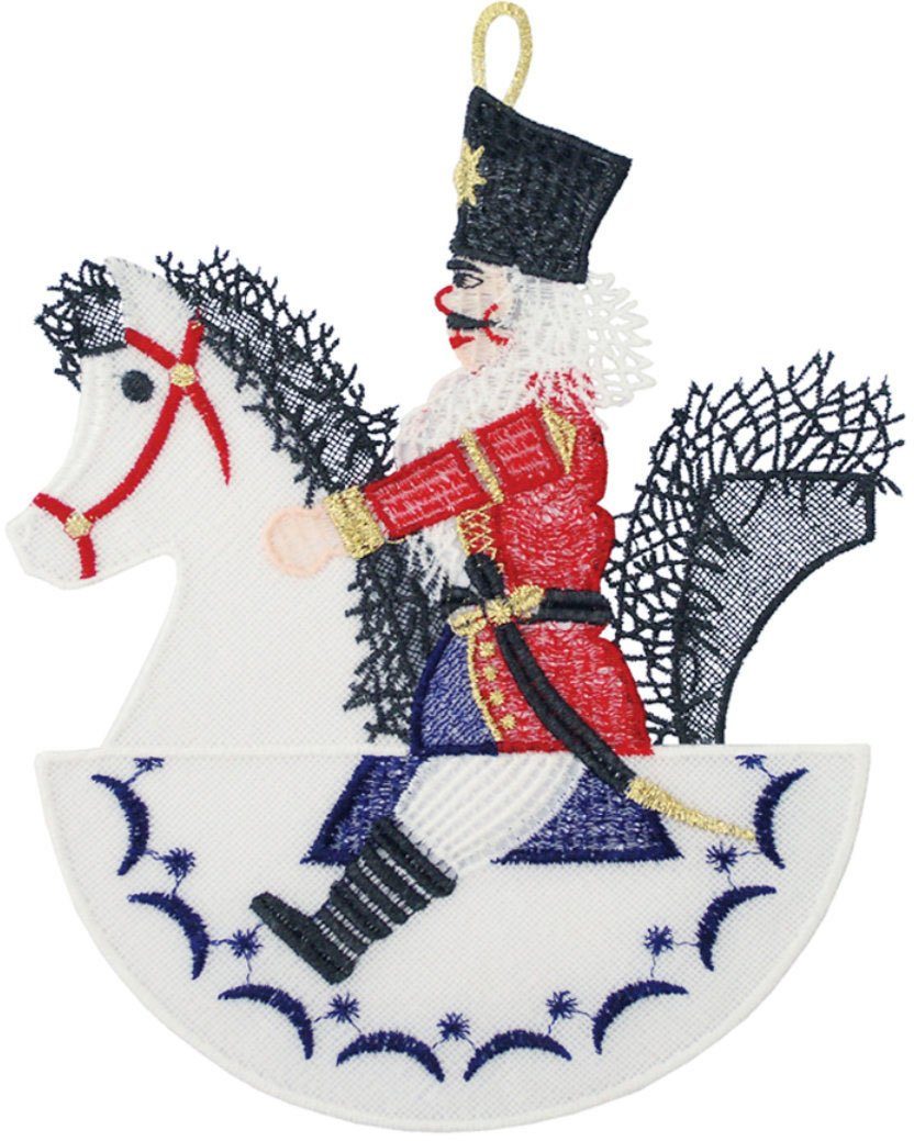 W. Reuter & Sohn - Plauener Spitze® Fensterbild Reiterlein, Made in Germany