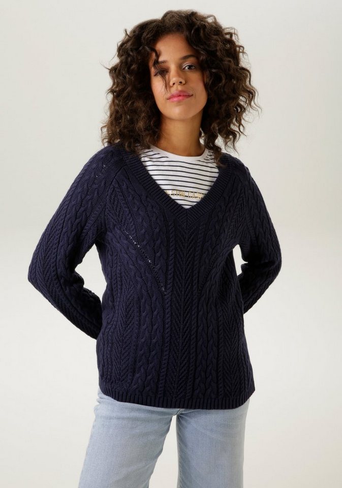 Aniston CASUAL Strickpullover im trendigem Muster-Mix - NEUE KOLLEKTION