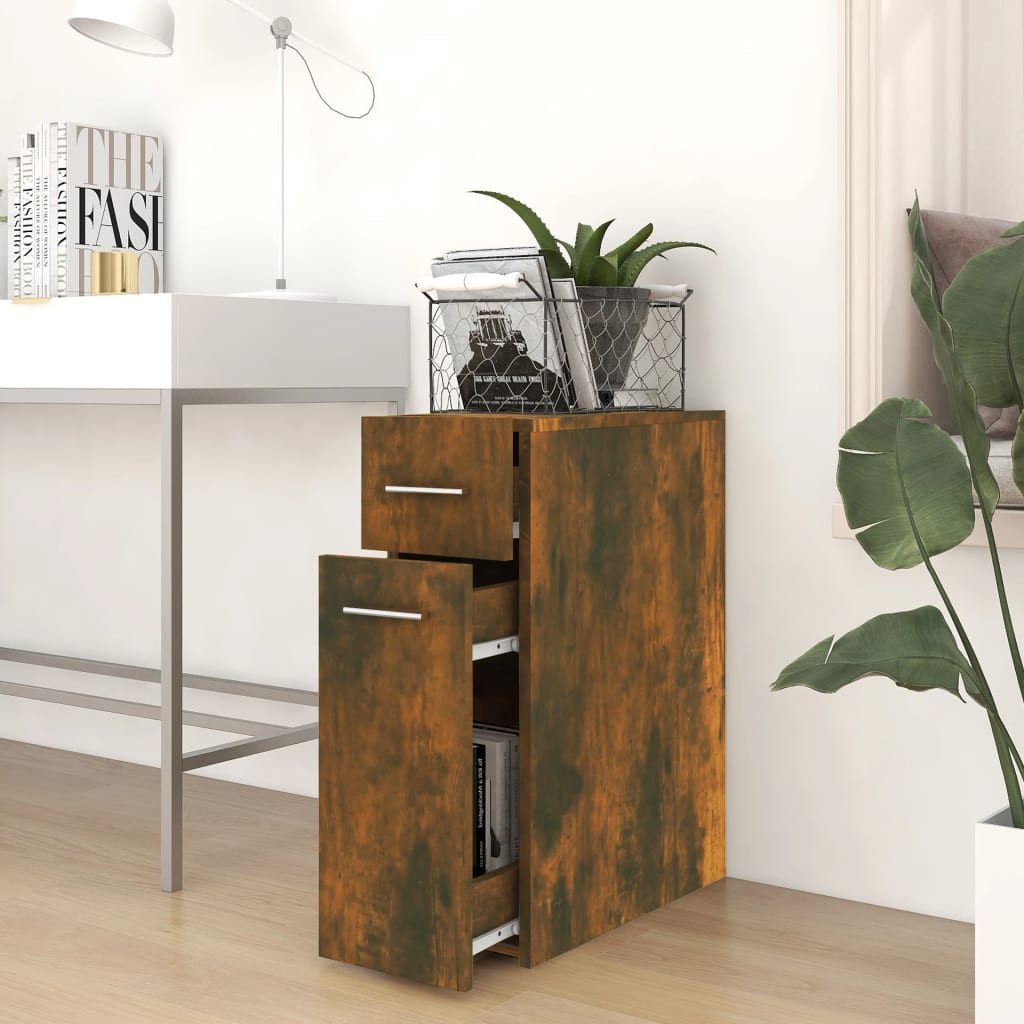 vidaXL Apothekerschrank Mehrzweckschrank Räuchereiche 20x45,5x60 cm Holzwerkstoff