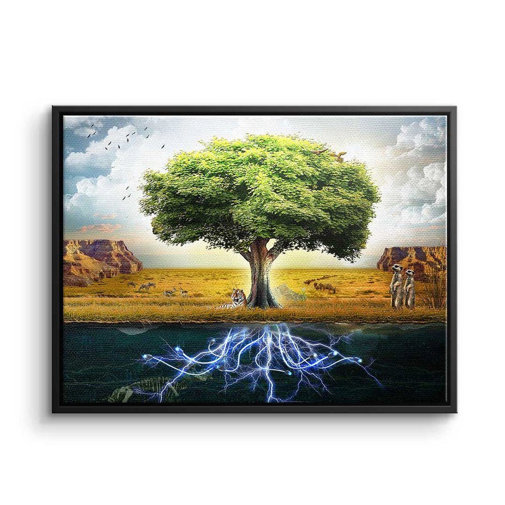 DOTCOMCANVAS® Leinwandbild, Premium Leinwandbild - Baum - Spiritual Tree - Motivationsbild - Min schwarzer Rahmen