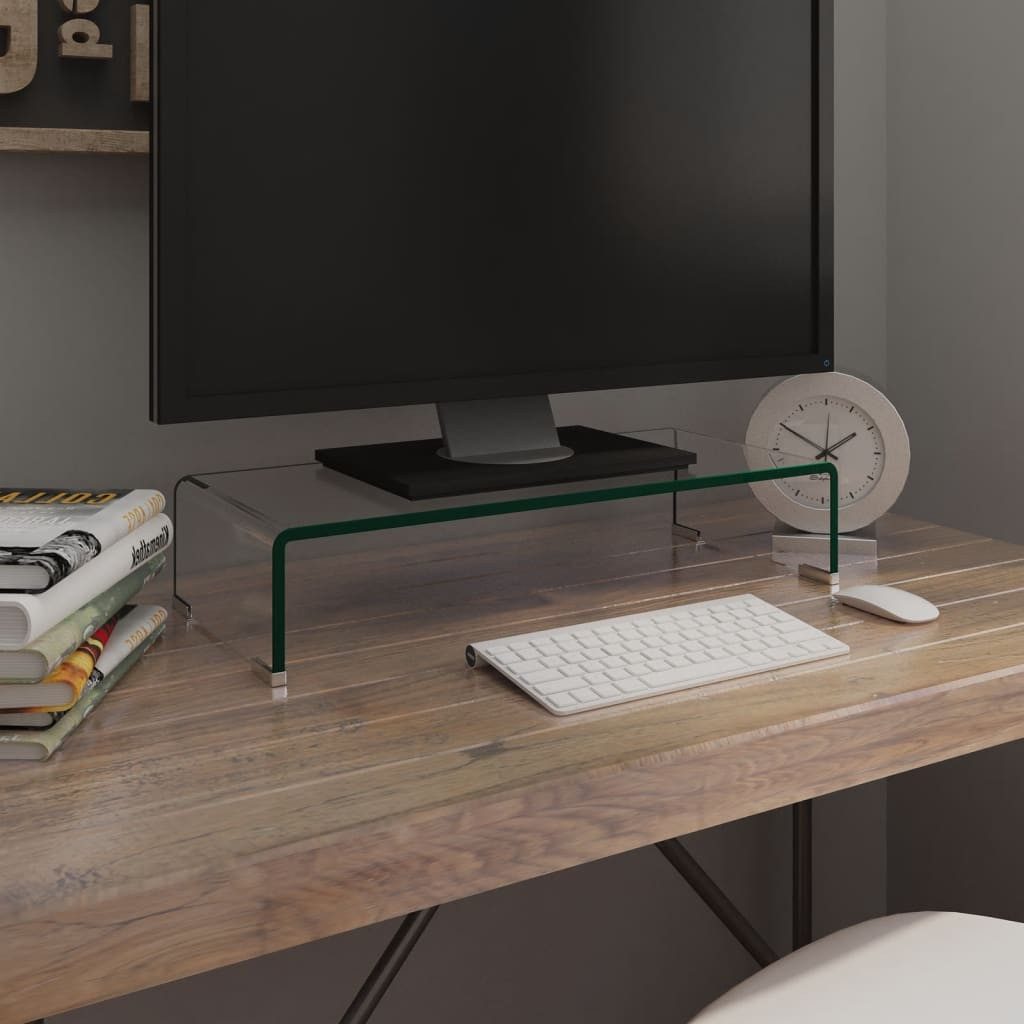 vidaXL TV-Schrank TV-Tisch Bildschirmerhöhung Glas Transparent günstig online kaufen