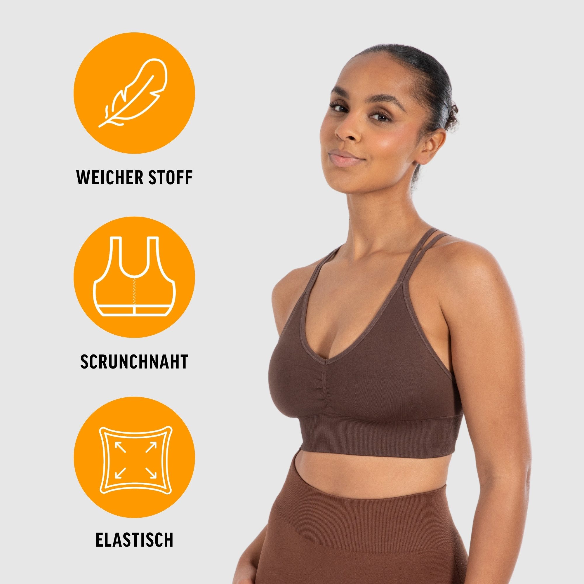 Smilodox Sport-BH Katrin, Crop Top V-Ausschnitt Fester Halt Fester Halt Yog günstig online kaufen