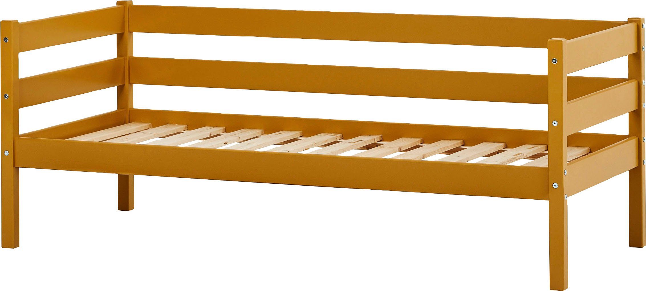 Hoppekids Einzelbett ECO Comfort (Set), mit Rollrost in 8 Farben, wahlweise mit Matratze und Absturzsicherung gelb