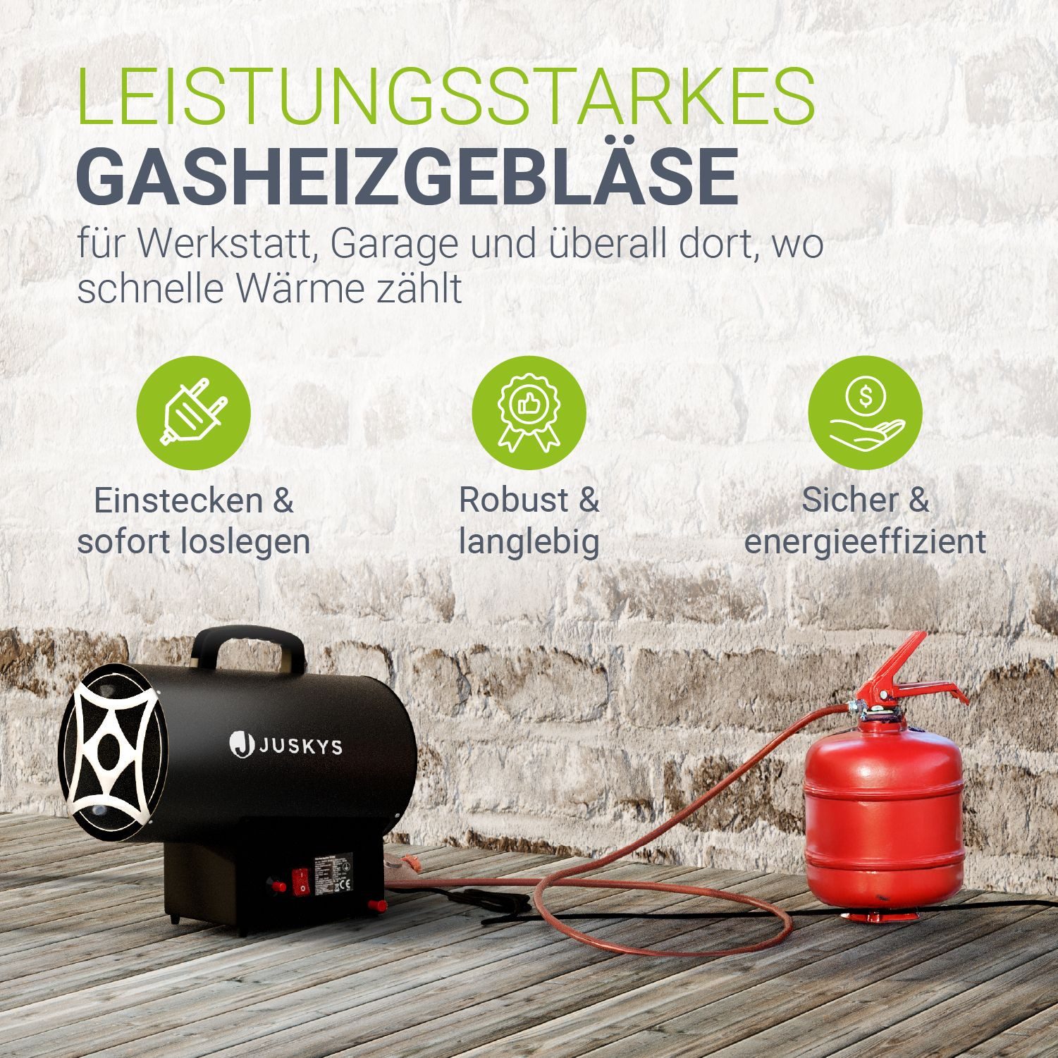 Juskys Heizlüfter, 30000 W, 30 kW, Mit Tragegriff, Peizozündung, Heizt groß günstig online kaufen
