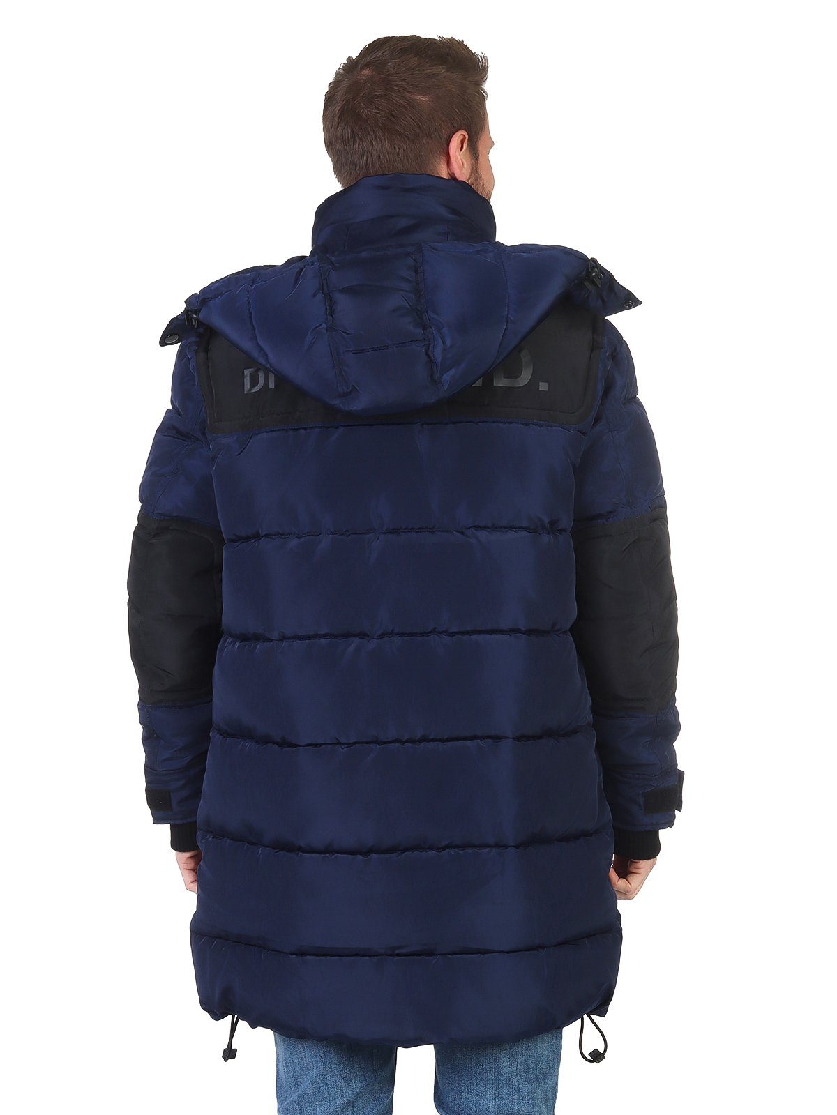 Diesel Winterjacke W-RUSSELL Herren Steppjacke Parka in Unifarbe, mit abnehmbarer Kapuze, mit Stehkragen