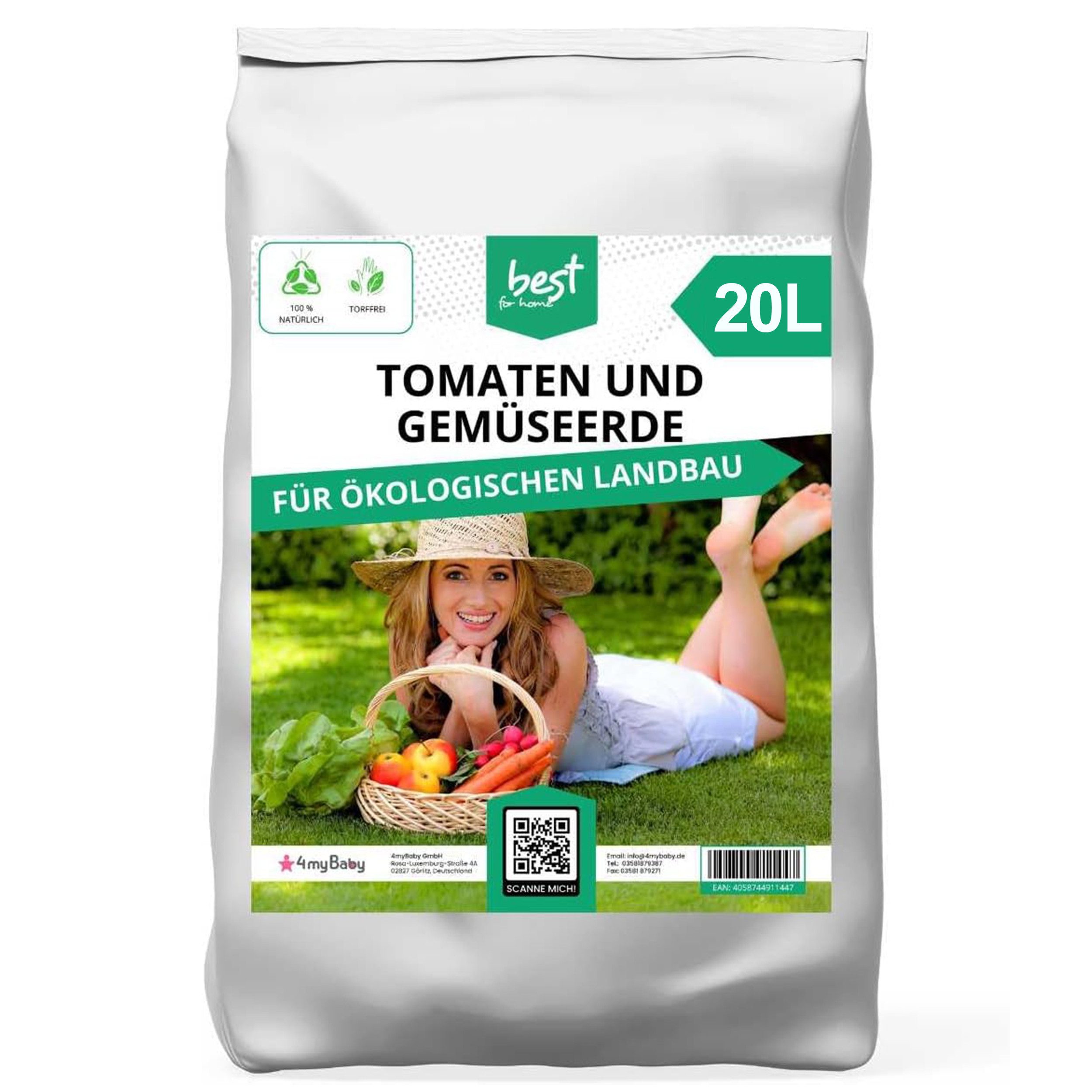 Best for Home Bio-Erde Gartenerde für Zimmer- und Balkonpflanzen, Gemüse, Obst und Kräuter. Universalerde, Bio und torffrei, ideal für Blumenbeete und Kübel
