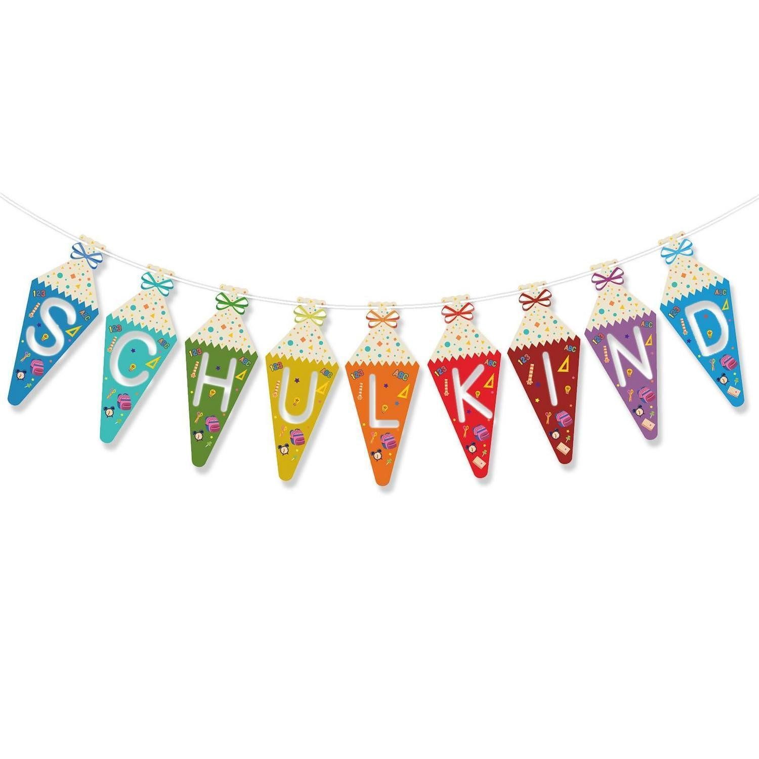 LuxusKollektion Girlande Schulkind Girlande Bunt Einschulung Papier
