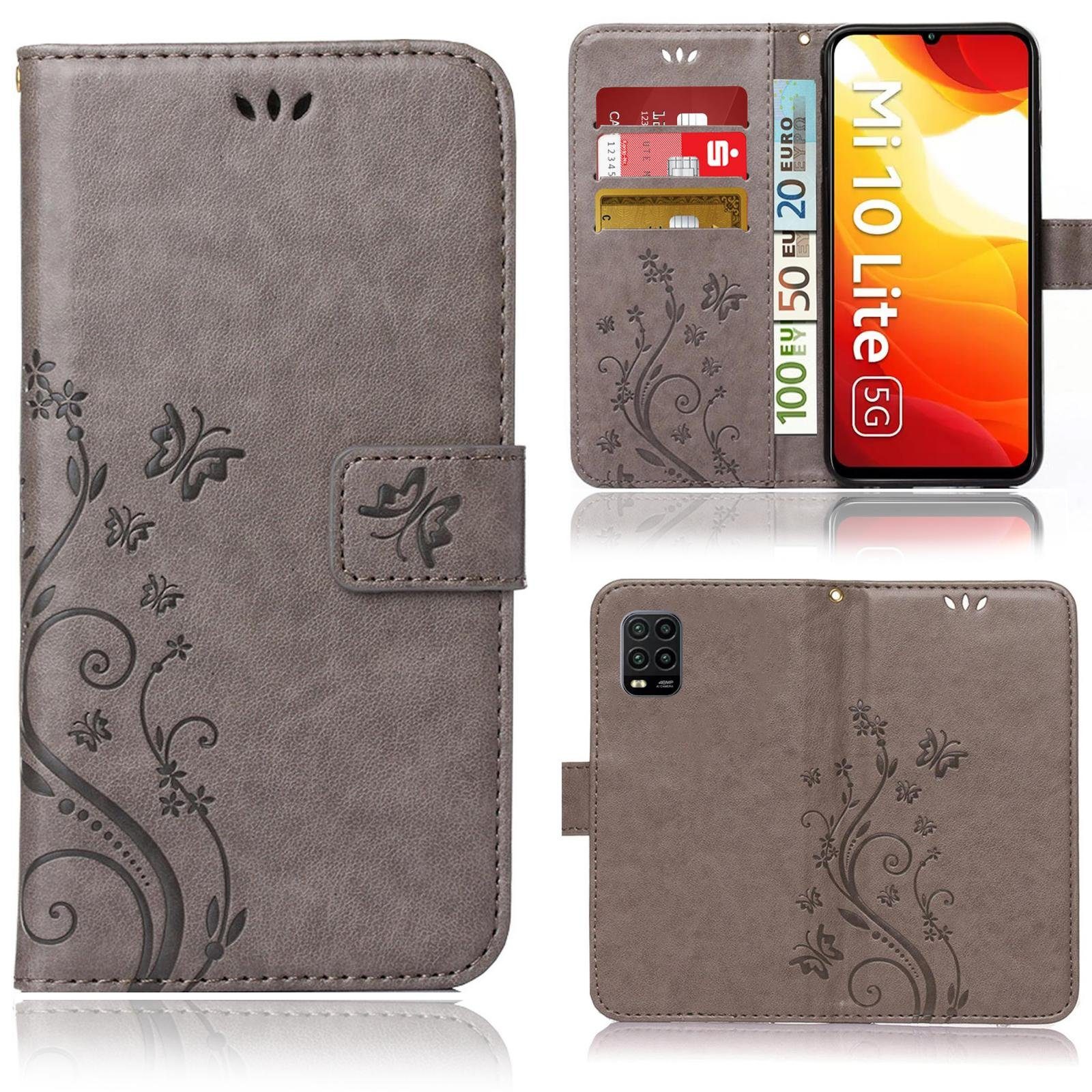 Numerva Handyhülle Bookstyle Flower für Xiaomi Mi 10 lite, Handy Tasche Schutzhülle Klapphülle Flip Cover mit Blumenmuster