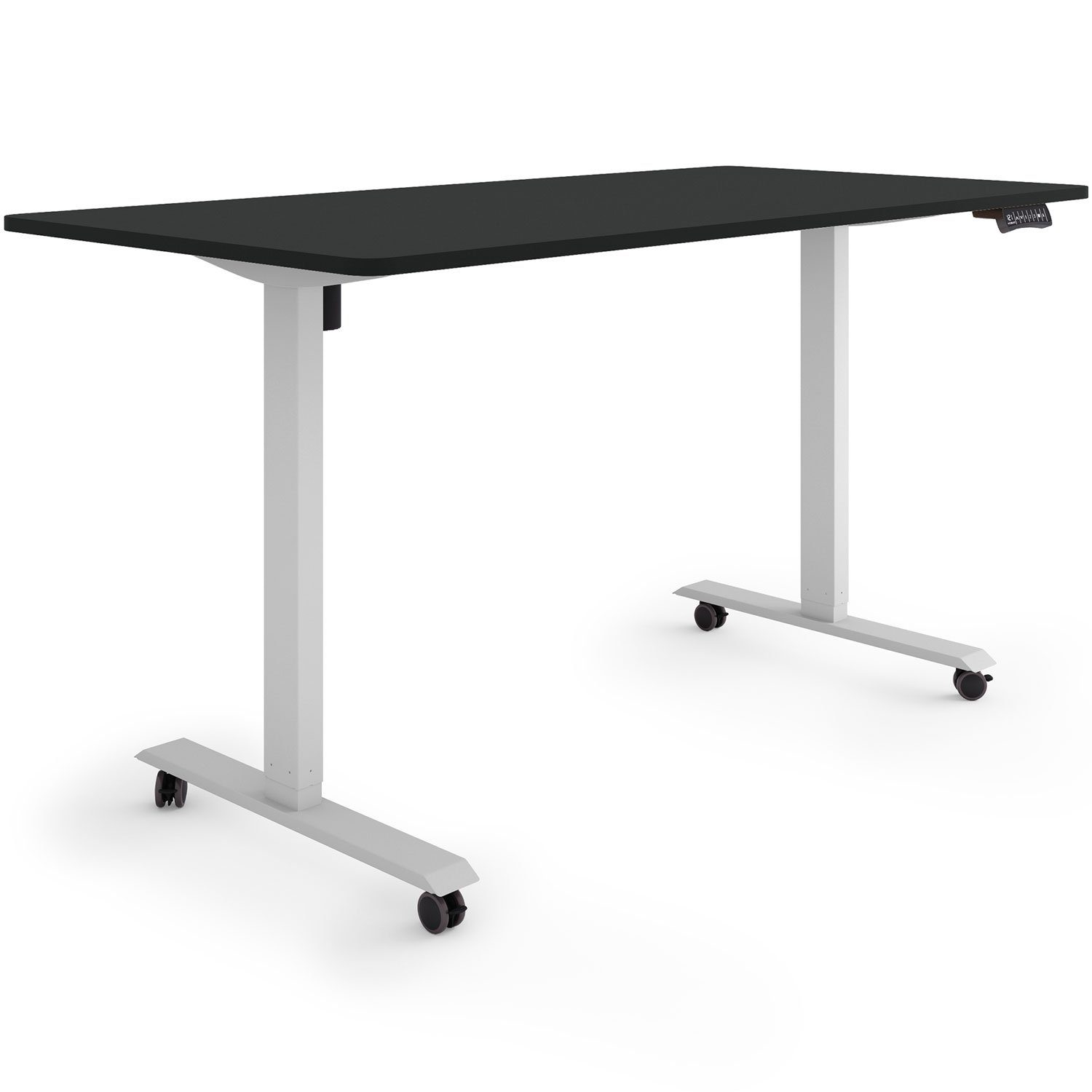 ESMART Schreibtisch höhenverstellbarer cm Rollen Tischplatte: 160 auf Rahmen: Elektrisch x Germany, ETX-121 Schwarz Schreibtisch 80 ESMART / Grau