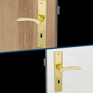 Alpertec Türbeschlag Türbeschlag Langschild Messing poliert für Zimmertüren BB (1 St), Messing poliert