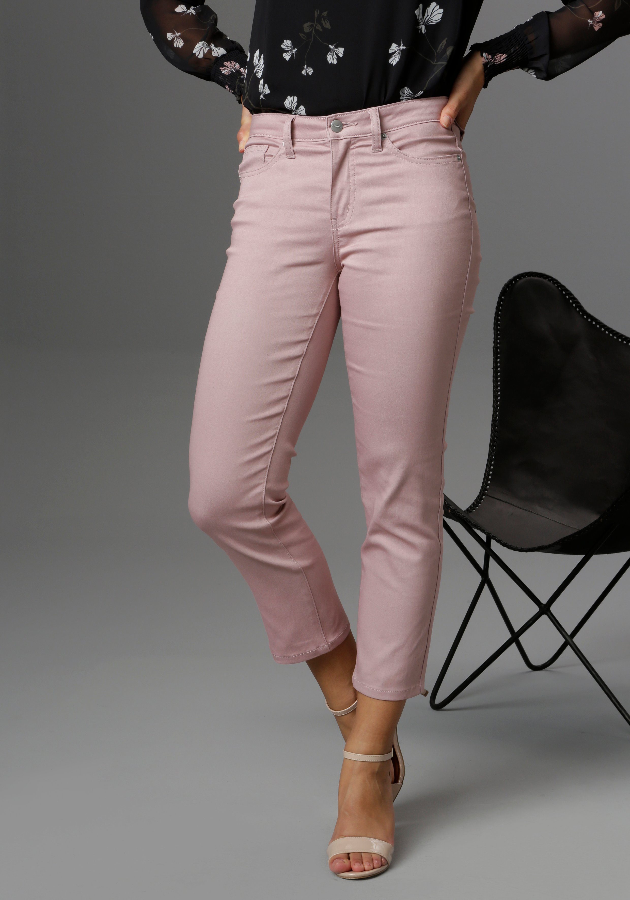 cropped Straight-Jeans SELECTED Aniston Länge in verkürzter mauve