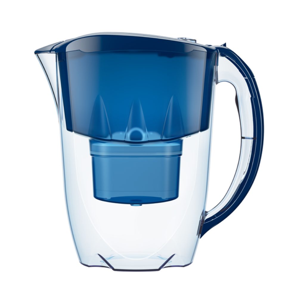AQUAPHOR Wasserfilter SET Amethyst Filterkanne blau inkl. 3 Filter MAXFOR+, Zubehör für Filterkartuschen MAXFOR+, +H hartes Wasser & MAXFOR+ Mg. Magnesium, 200 l, Reduziert Kalk, Chlor & weiteren Stoffen. BPA fre