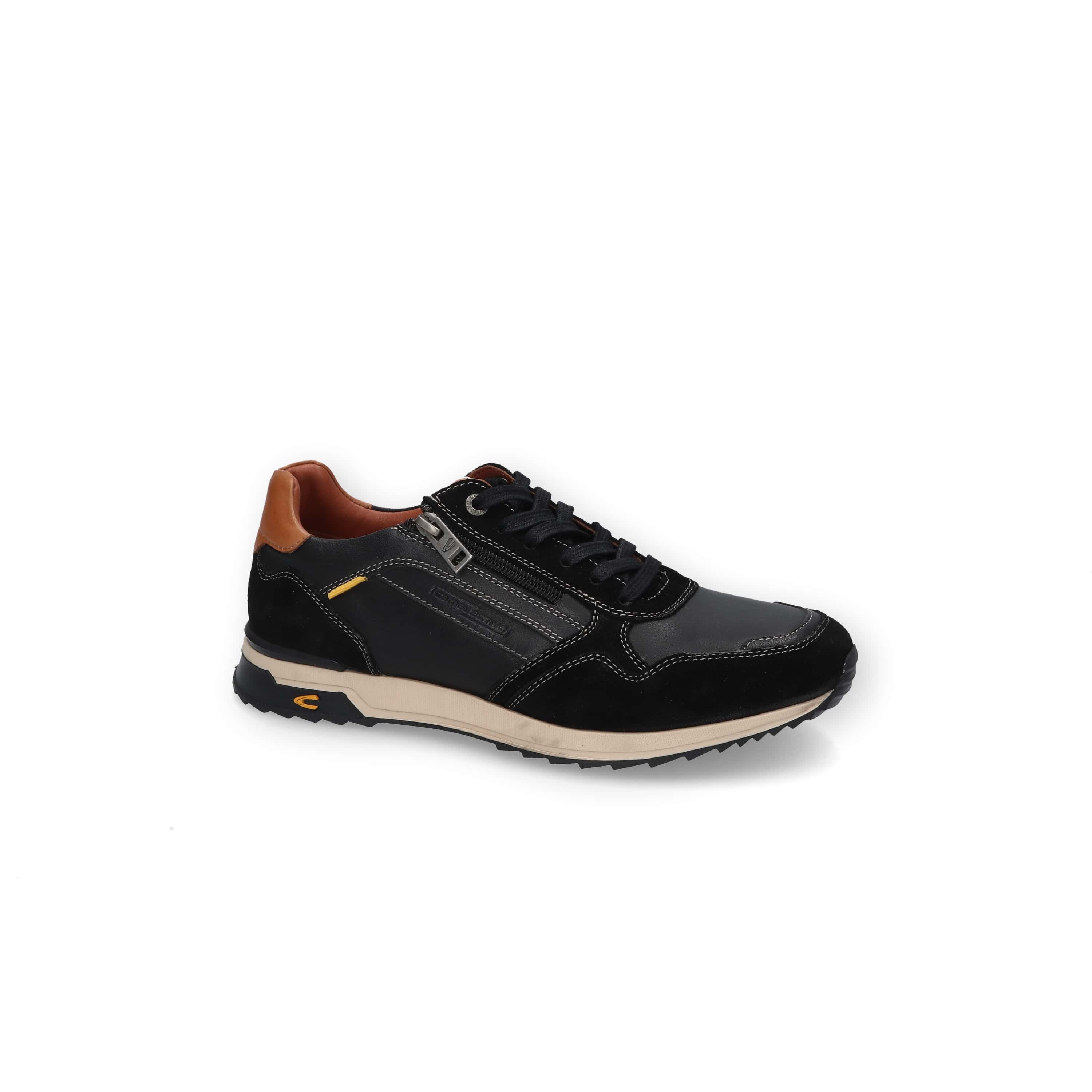 camel active LOW CUT Split/Nappa SCHWARZ/COGNAC Schnürschuh günstig online kaufen