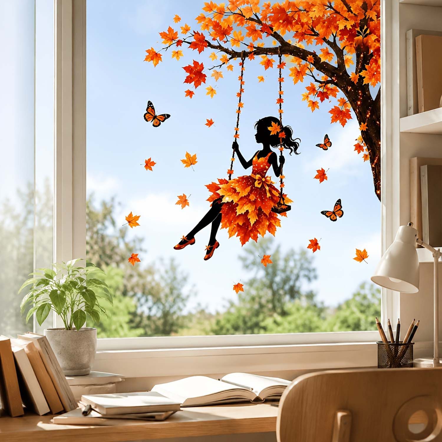Sorvyzxn Fensterbild Fensterbild wiederverwendbare Fensterbilder Halloween Herbstlicher – Bild 3 von 5