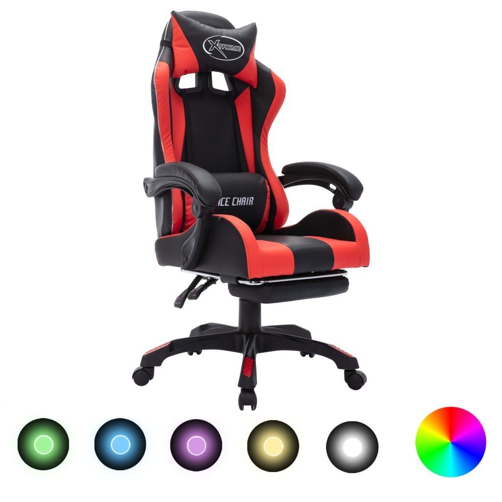 furnicato Bürostuhl Gaming-Stuhl mit RGB LED-Leuchten Rot und Schwarz Kunstleder (1 St)