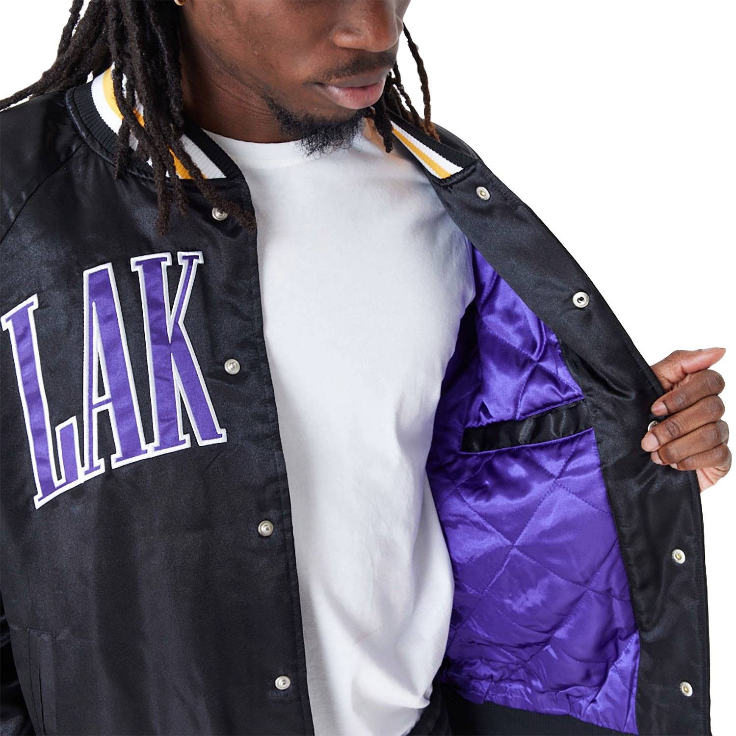 New Era Bomberjacke Jacke New Era NBA Applique Satin LA Lakers