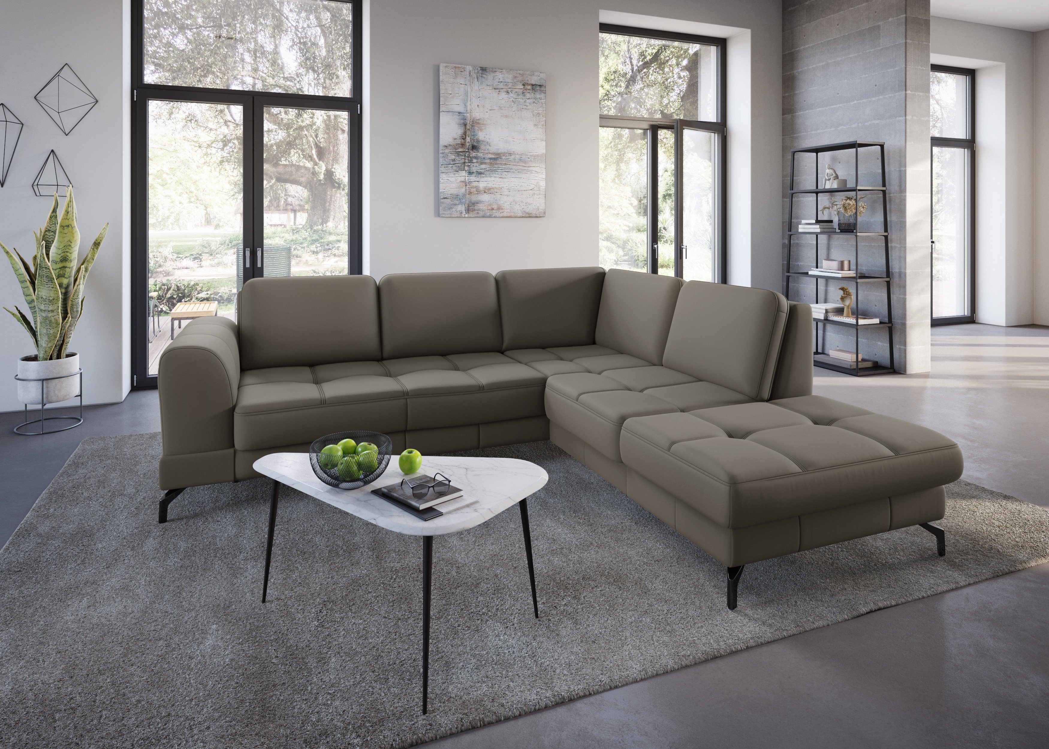 sit&more Ecksofa Bendigo L-Form, inklusive Sitztiefenverstellung, Bodenfreiheit 12 cm, in 2 Fußfarben