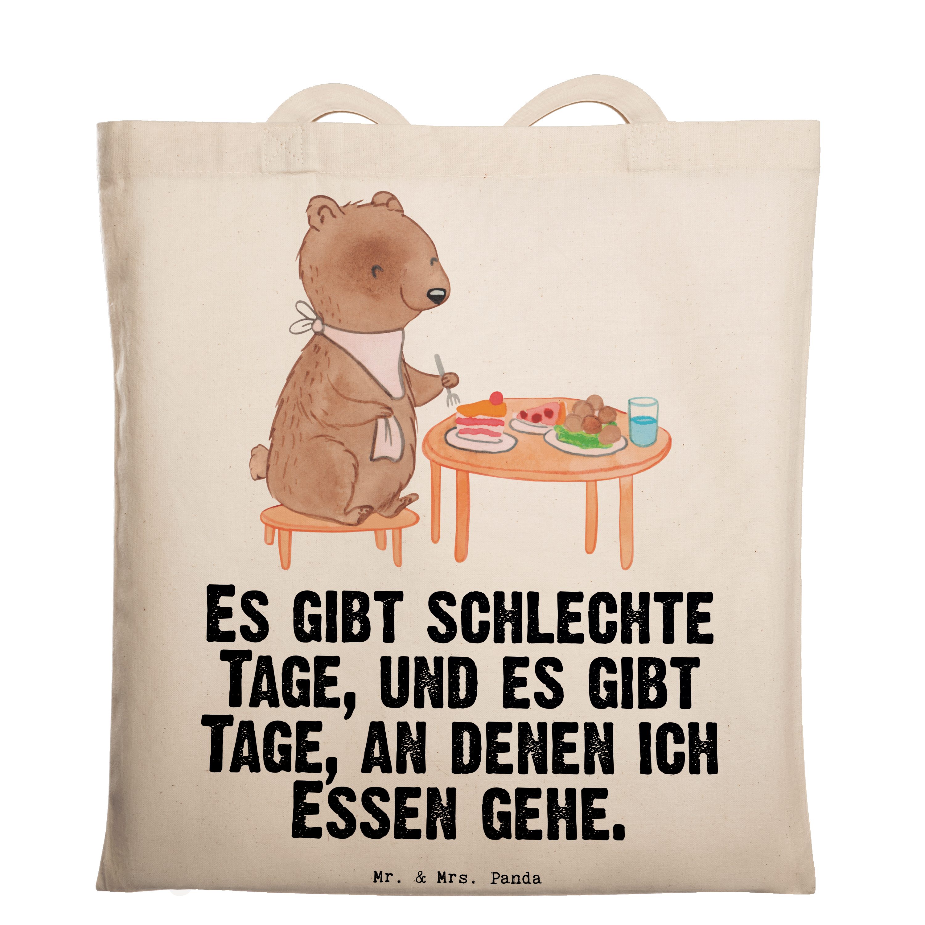 Mr. Bär (1-tlg) Geschenk, - Transparent & Tage Mrs. gehen Jutebeutel, Essen Tragetasche Sportart, Panda -