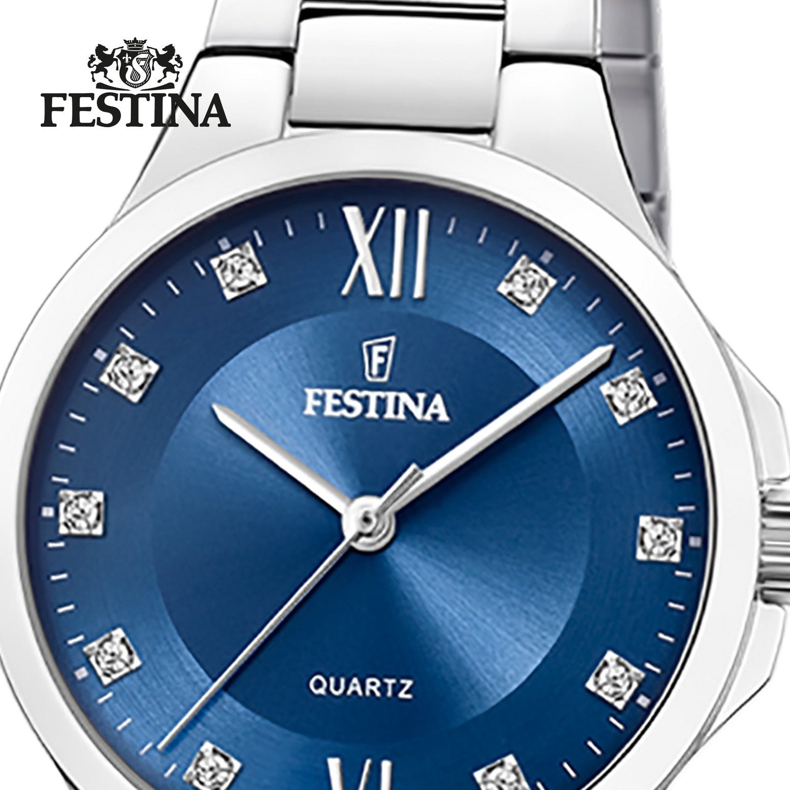 Festina Quarzuhr Festina Damenuhr Mademoiselle, (Analoguhr), Damen Armbanduhr rund, Edelstahlarmband silber, Fashion