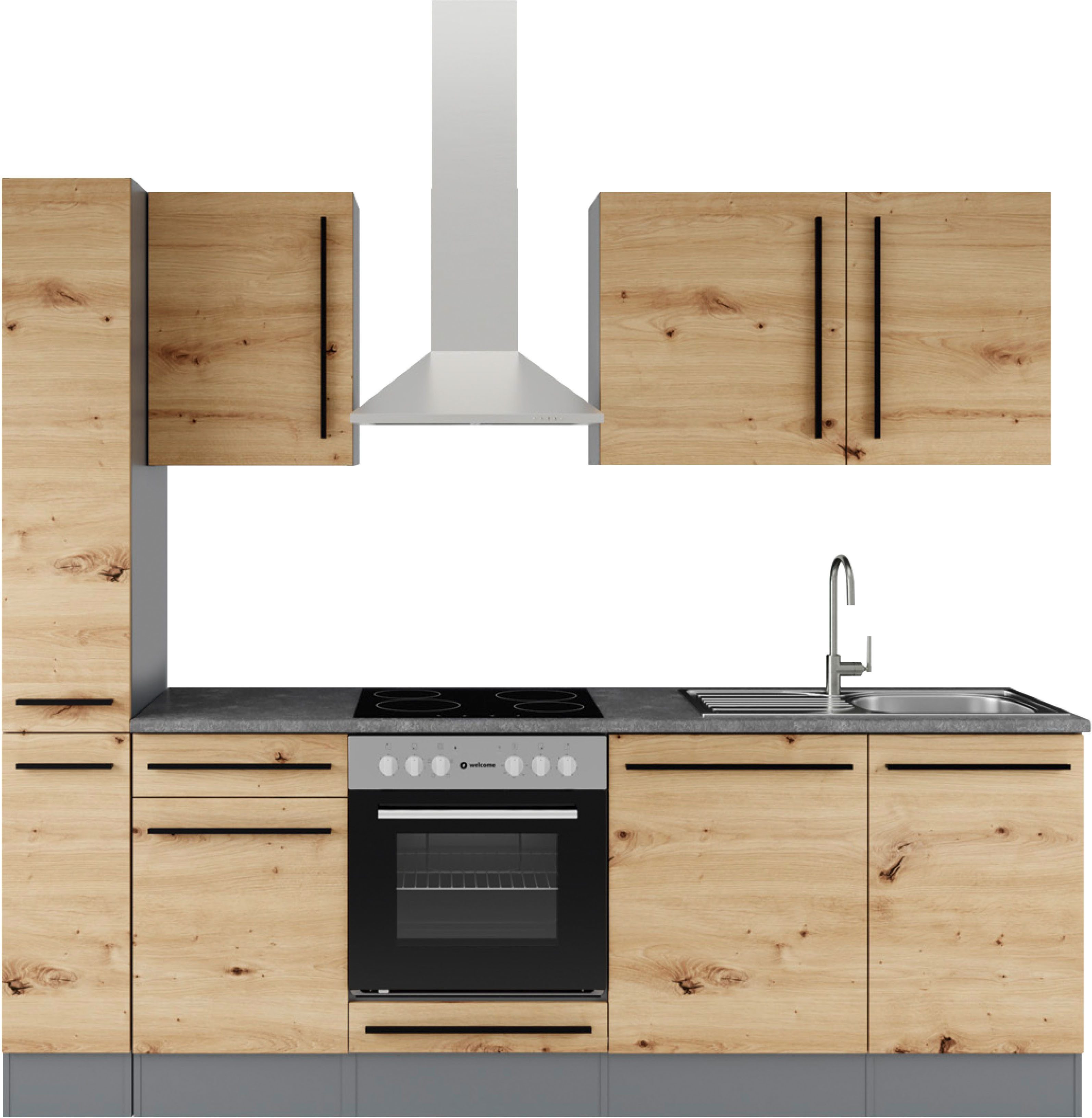 BASIC by Balculina Küchenzeile Jazz, Breite 250 cm, wahlweise mit E-Geräten