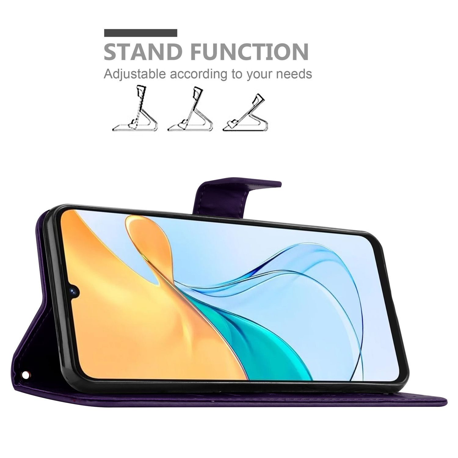 Cadorabo Handyhülle für ZTE Blade V50 Vita Hülle ZTE Blade V50 Vita, Hülle Schutzhülle Blumen Flower mit Standfunktion Kartenfach Magnet