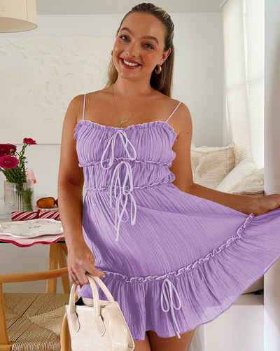 RUZU UG Bandeaukleid Schlupfrock Damen gebundener Sommerrock modisches Kleid kurzer Rock (1-tlg)
