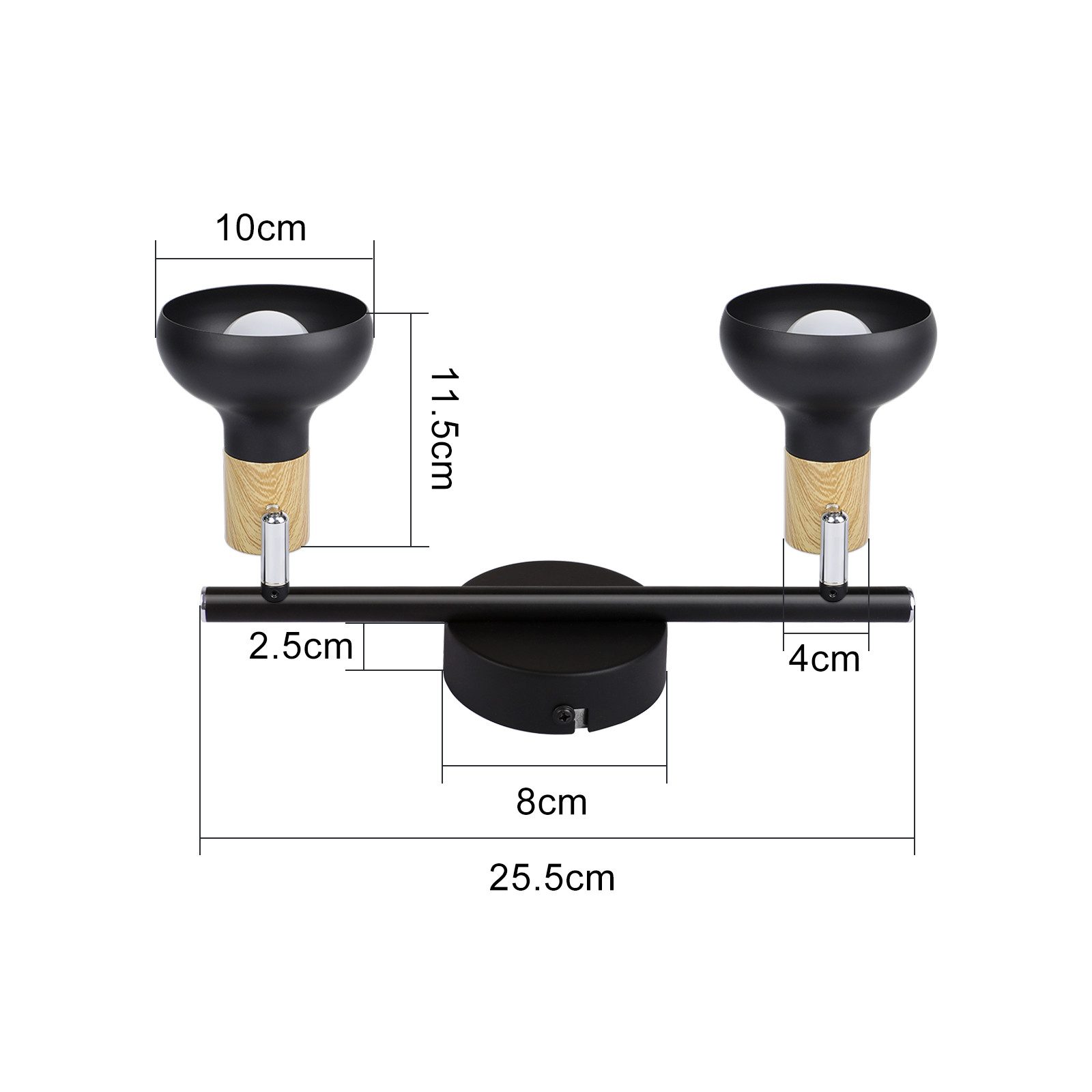 ZMH Deckenstrahler 2 Flammig E14 Vintage Weiß/Schwarz Deckenleuchte für Hotel Wohnzimmer, ohne Leuchtmittel, 350°Schwenkbar Deckenspots Schlafzimmerlampe – Bild 3 von 5
