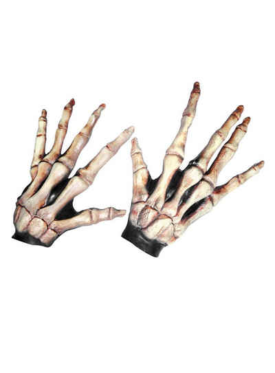 Ghoulish Productions Kostüm Langfinger Skeletthände knochenfarben, Effektvolle Verkleidung für Eure Hände