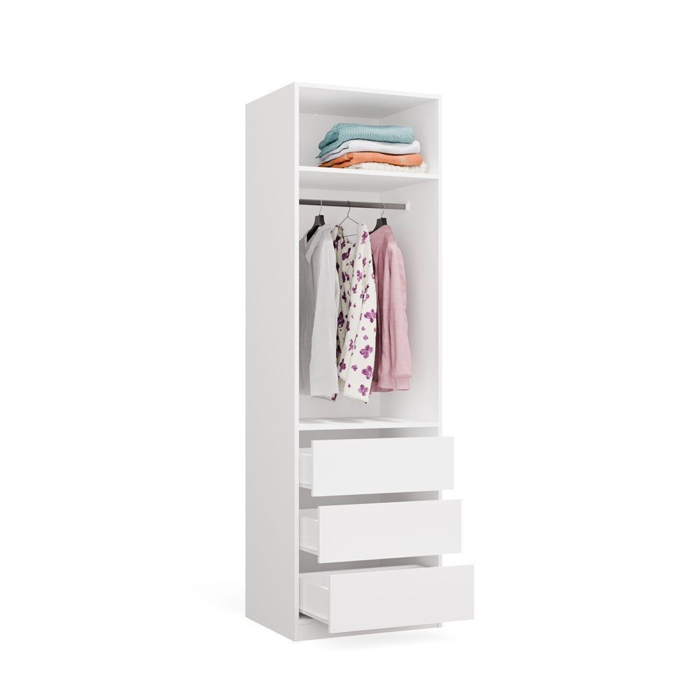 Raumhirsch Furniture Kleiderschrank Kleiderschrank, Garderobensystem, Schranksystem, Garderobe (Maße 60 x 50 x 200 (H) cm, 1 Kleiderstange, 3 Schubladen) Modulschrank, 16 mm Plattenstärke