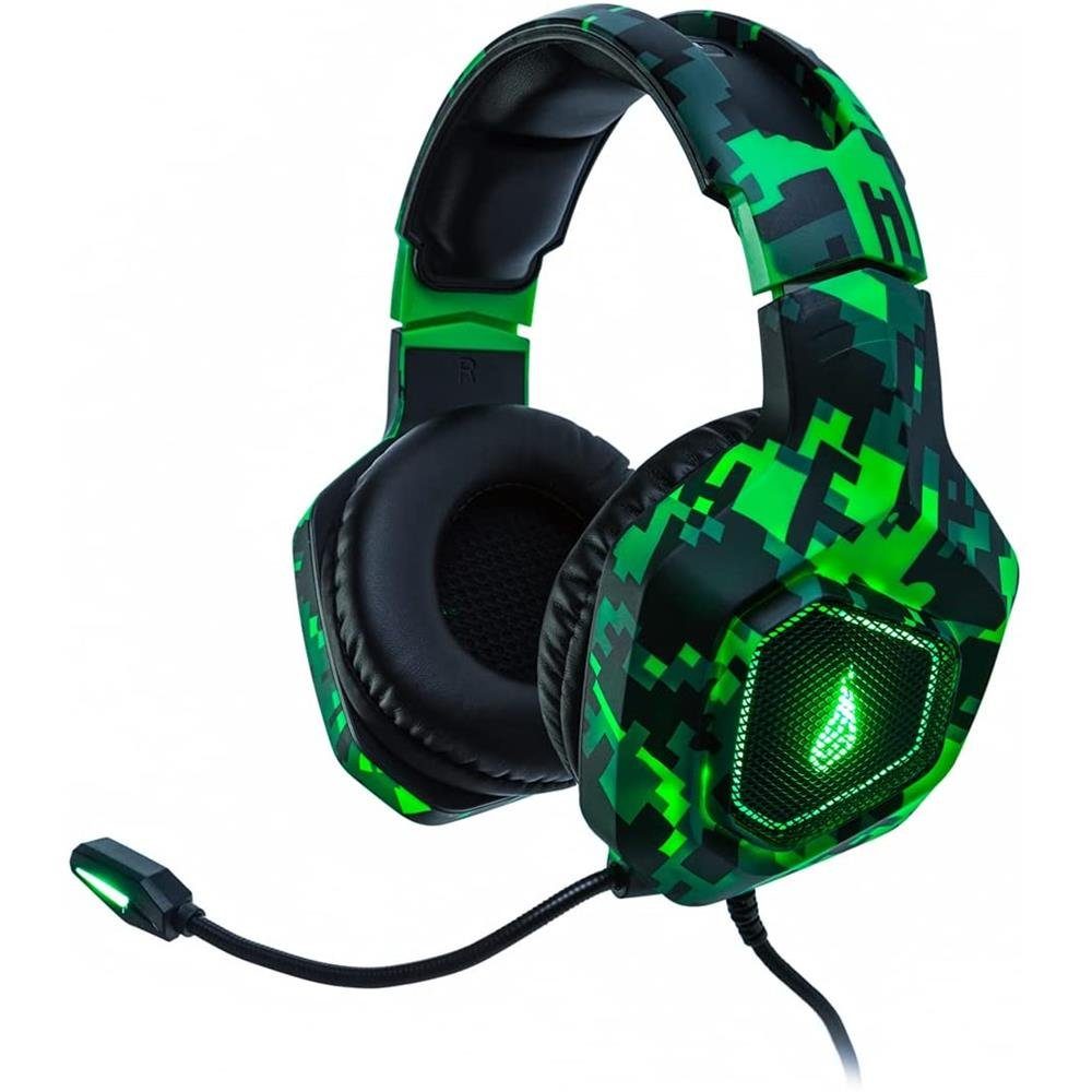 Surefire »Skirmish« Gaming-Headset (Stereo 2.0 Sound, LED Beleuchtung, mit  Mikrofon, USB-C, Over-Ear Kopfhörer, für PC, Laptop, PS4 und PS5  Spielekonsole, schwarz / grün)