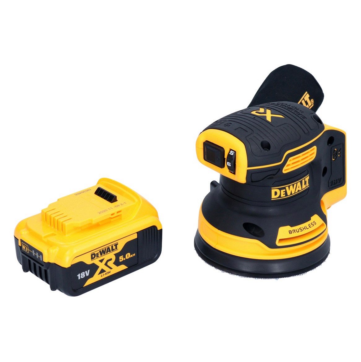 DeWalt Akku-Exzenterschleifer DCW 210 N Akku Exzenterschleifer 18 V 125 mm Brushless + 1x Akku 5,0