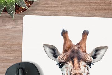 MuchoWow Gaming Mauspad Tiere - Porträt - Giraffe (1-St), Mousepad mit Rutschfester Unterseite, Gaming, 40x40 cm, XXL, Großes