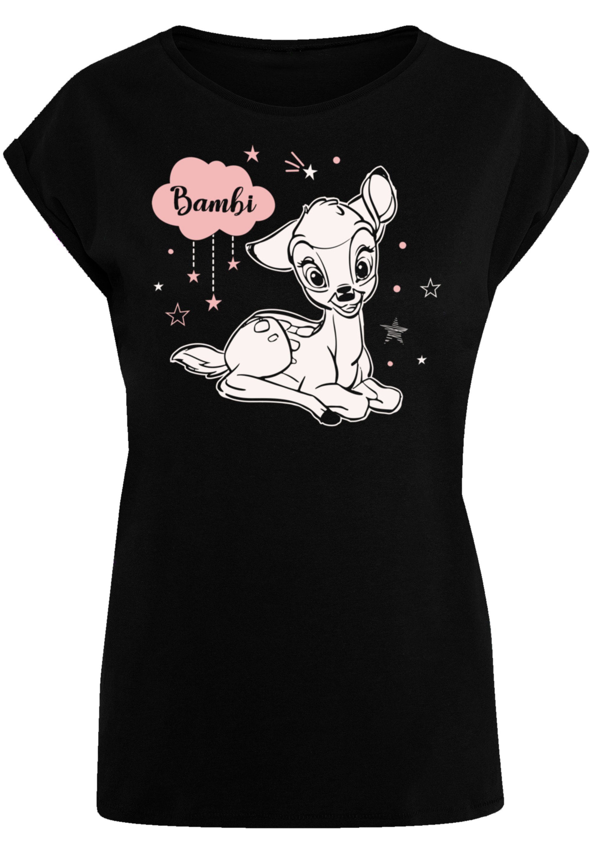 Premium Qualität, Bambi hohem T-Shirt Wolke Tragekomfort Baumwollstoff Sehr mit Pinke Disney weicher F4NT4STIC