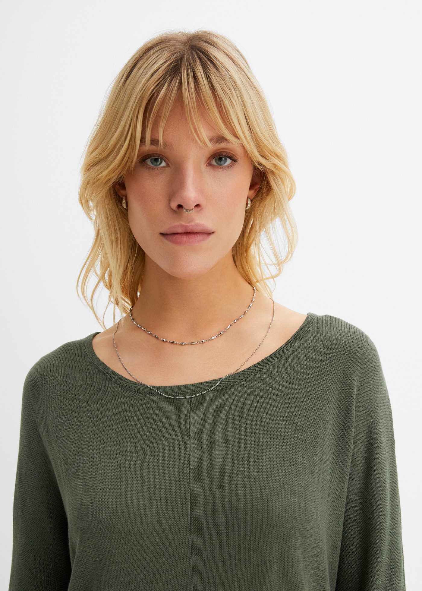 bonprix Strickpullover aus Polyacryl und Viskose, mit Rundhalsausschnitt, mit 3/4-Ärmeln