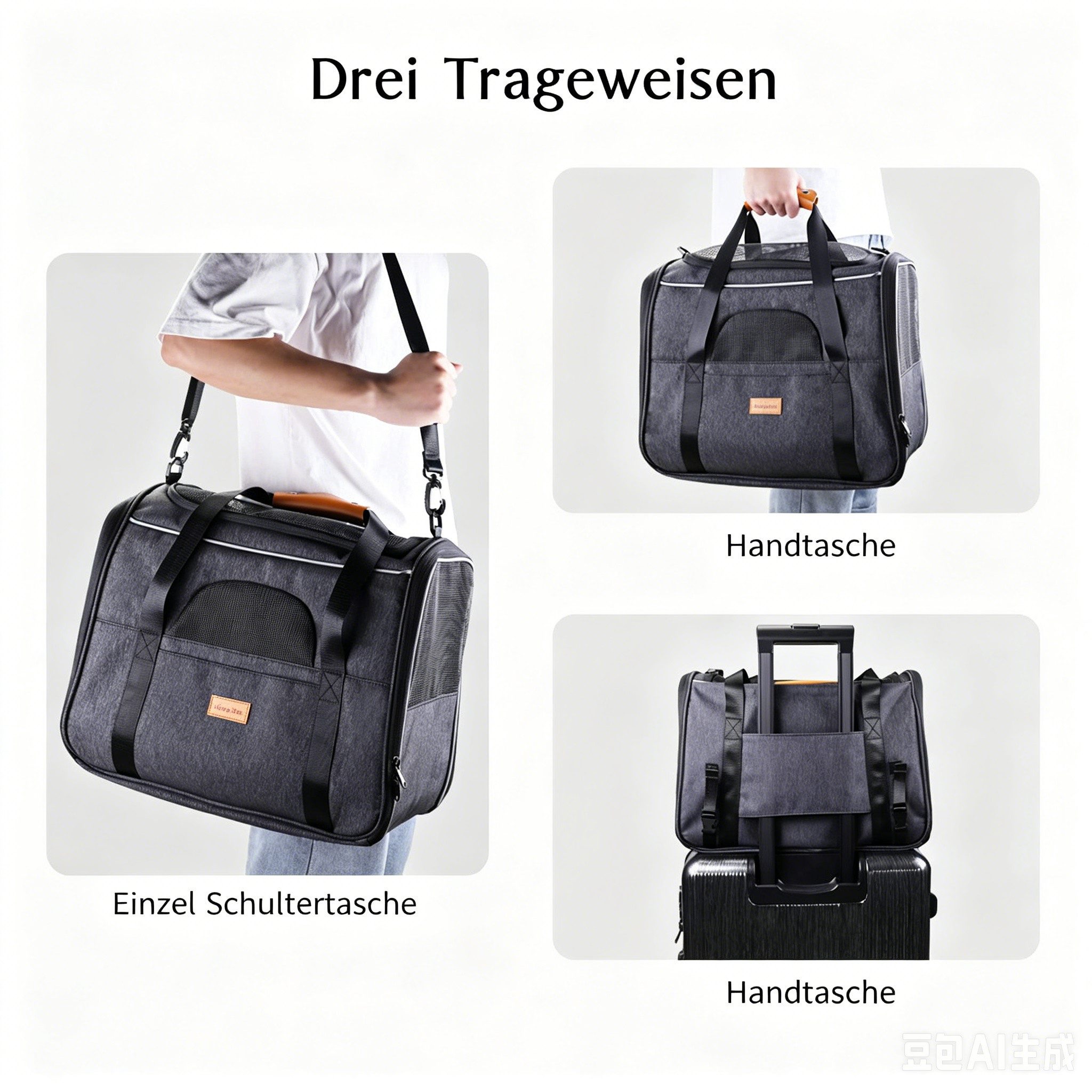 Kityhome Tiertransporttasche Faltbar Hundetransportbox, Katzenbox mit Schultergurt,Transporttasche bis 13 kg, bis 13 kg, 600D,atmungsaktives Netzgewebe,klappbarer Napf,(45*33*35cm)