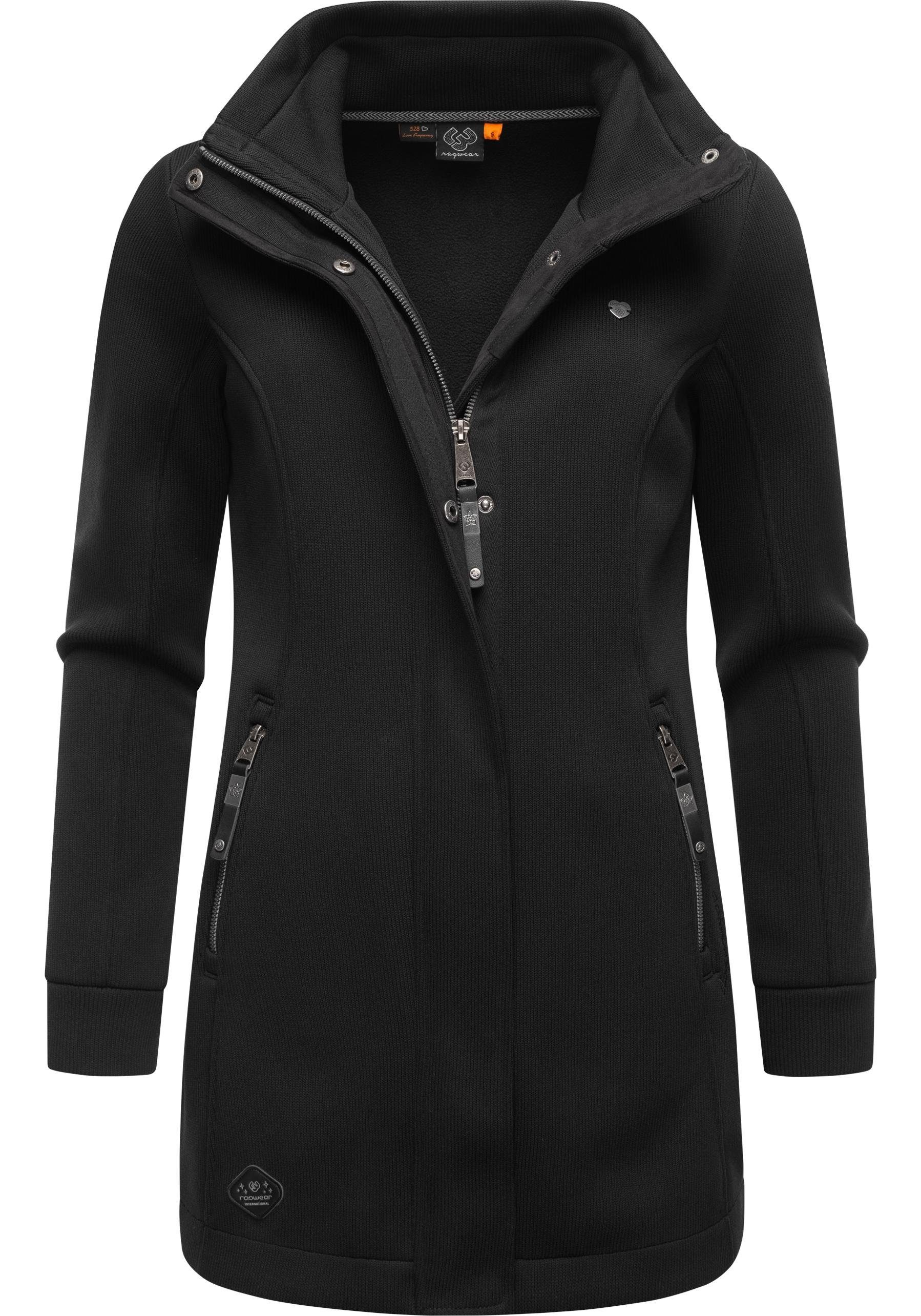 Ragwear Sweatjacke Letrice Bonded Elegante Zip-Jacke mit hohem Kragen in Feinstrickoptik