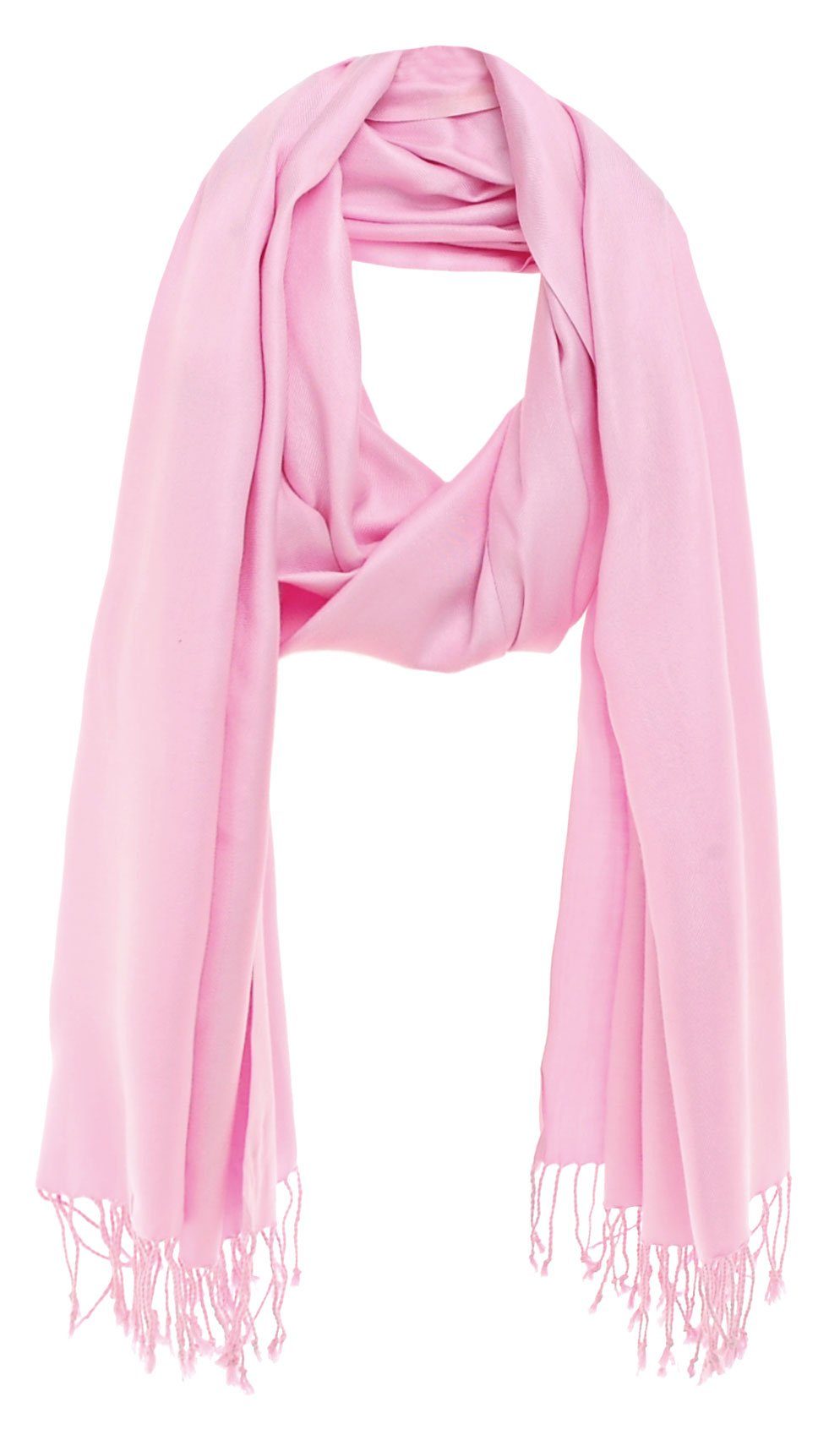Bovari Schal Pashmina aus XL glänzend rosa 200x70 Kaschmir -, Seide cm - Viskose weich Premium Damen-Schal 100% wie - wie