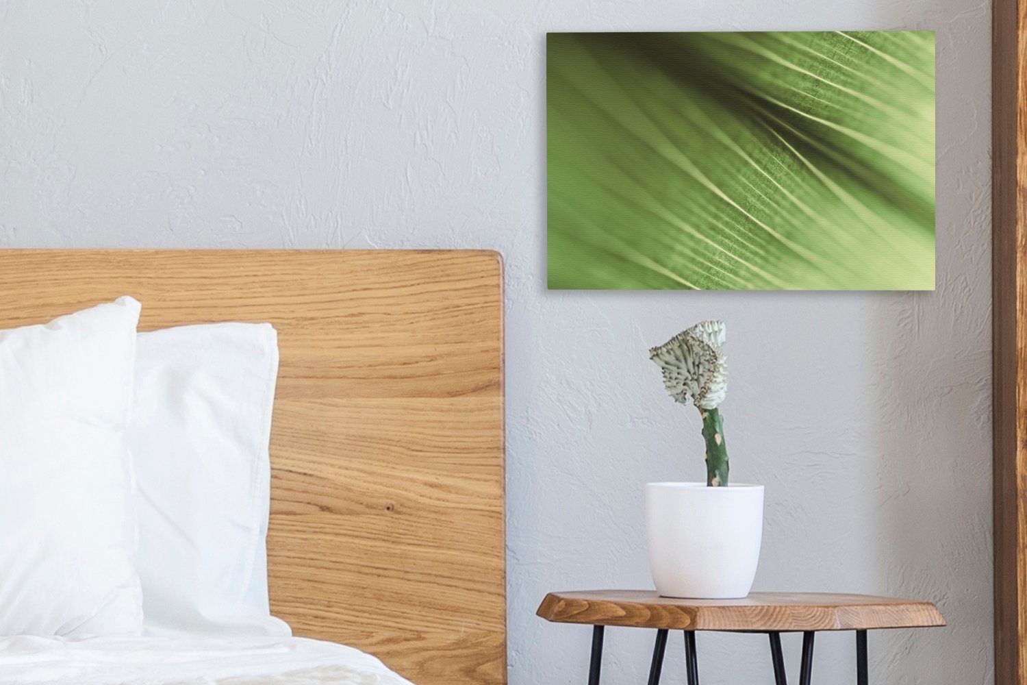 OneMillionCanvasses® Leinwandbild Makroaufnahme eines 30x20 Blattes, Leinwandbilder, (1 grünen cm St), botanischen Wanddeko, Aufhängefertig, Wandbild