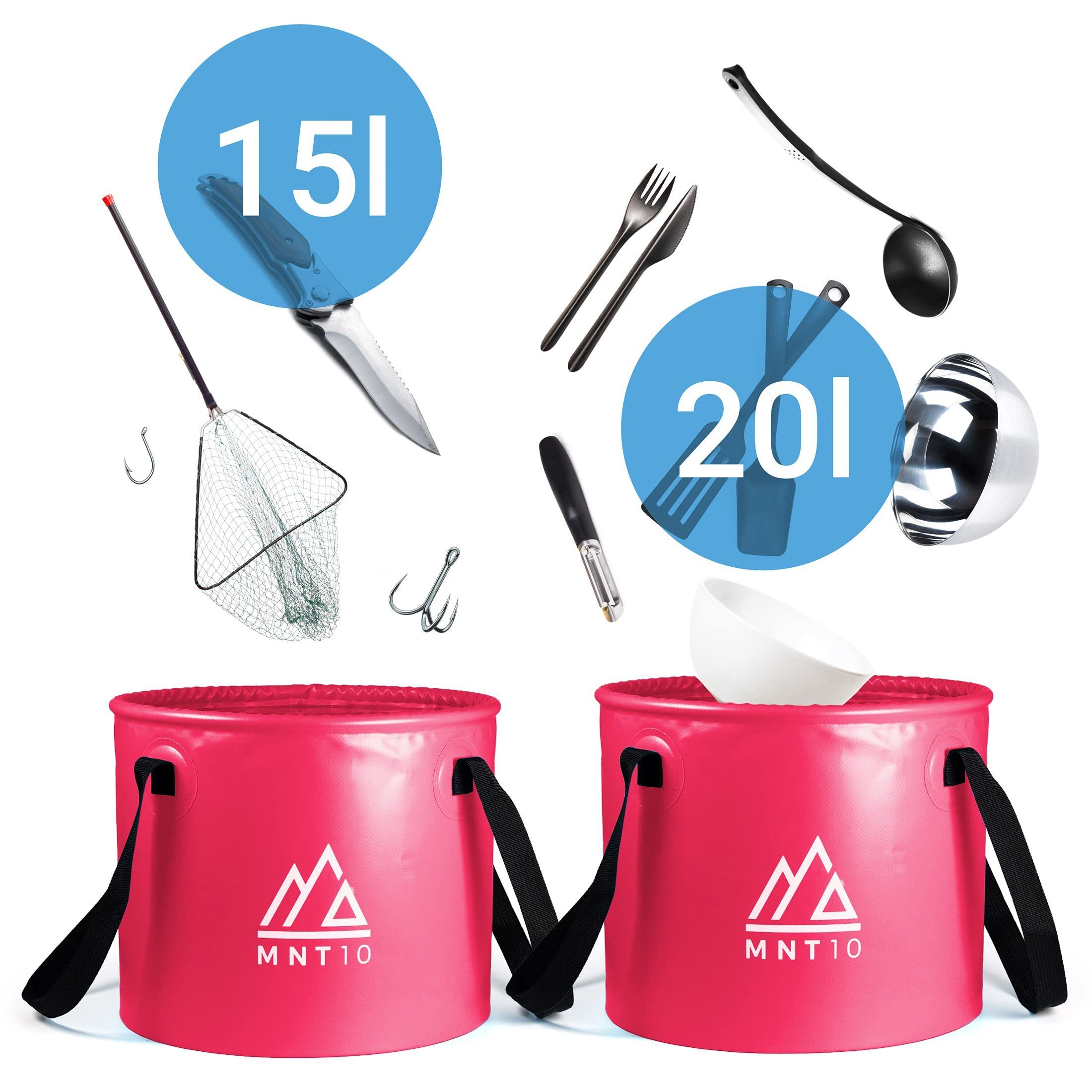 15L Falteimer Outdoor Pink MNT10 Spülwanne als 20L Schüssel Faltbarer 15L Faltschüssel, Camping Eimer oder Spülschüssel, oder in I Als