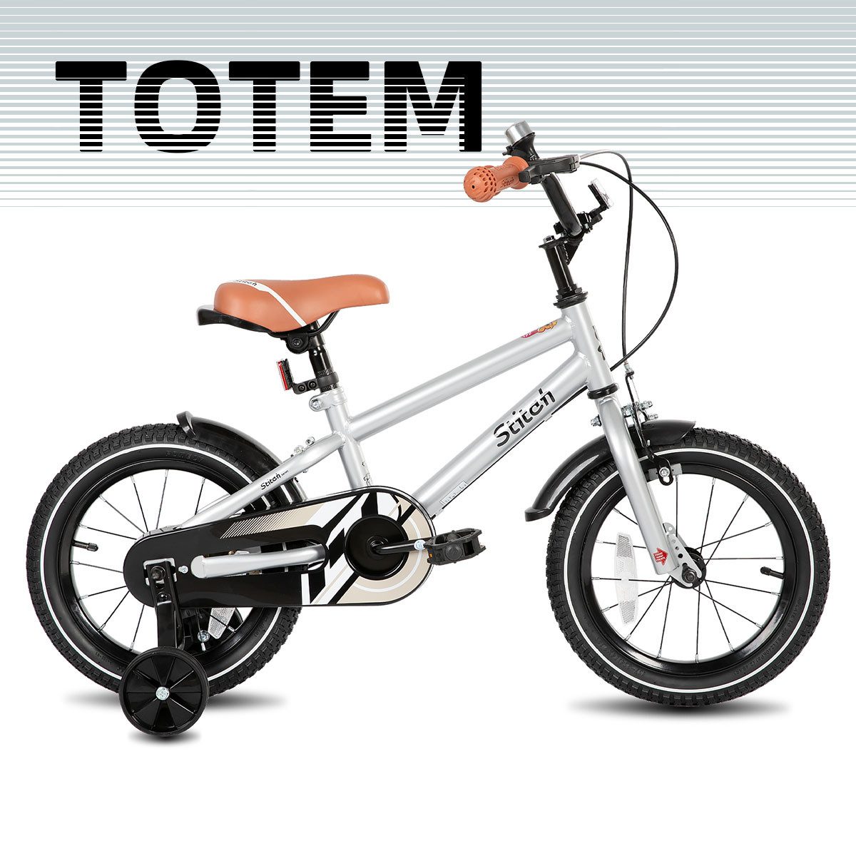 JOYSTAR Kinderfahrrad Totem 12/14/16/18/20 Zoll Kinderfahrrad für 2-11 jährige Jungen, mit Stützräder, Kotflügel, Front and rear dual brakes, Reflektorplatte
