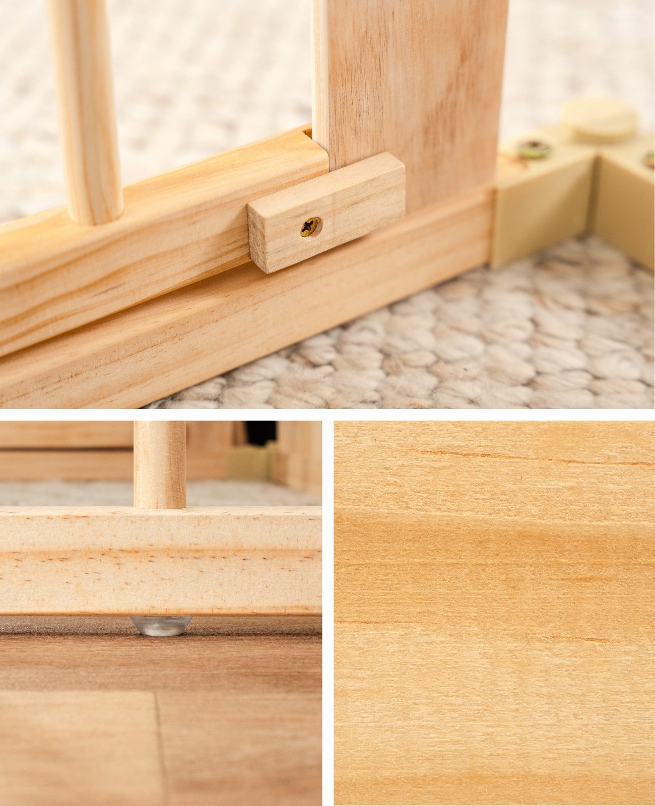 dibea Laufgitter Baby-Laufstall, Holz-Laufgitter (4-tlg), mit Tür, Höhe 68 cm, 4 Elemente je 90 cm x 68 cm