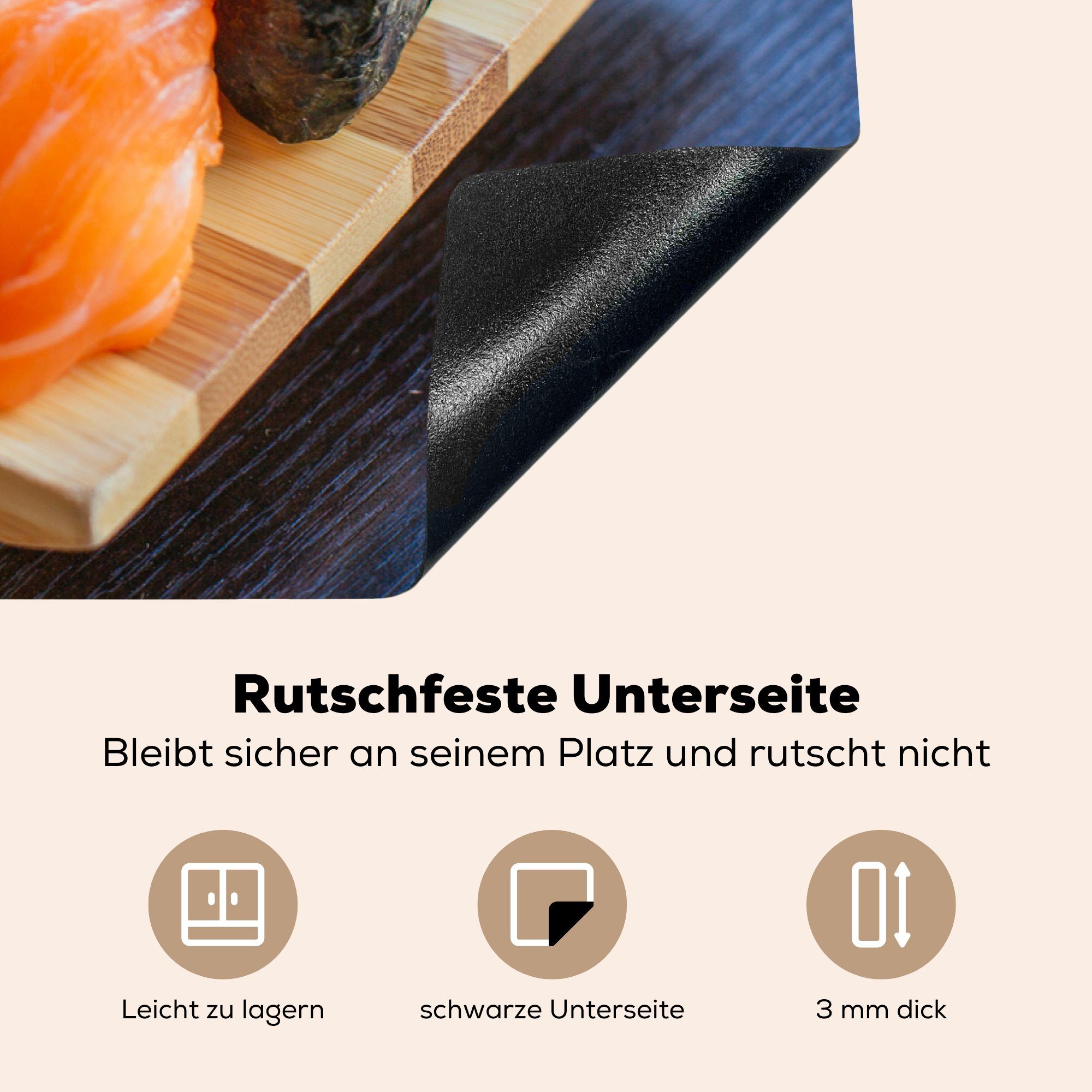 Sushi, Herdblende-/Abdeckplatte Schutz (1 die für küche, cm, Ceranfeldabdeckung tlg), Induktionskochfeld MuchoWow Japanisches Vinyl, 81x52