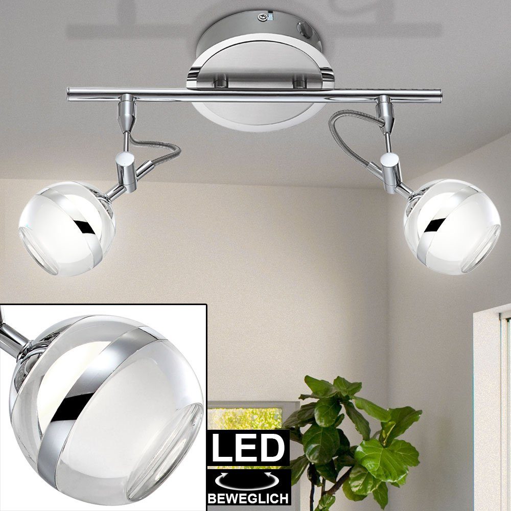 Deckenstrahler LED LED-Leuchtmittel L Deckenlampe fest Globo Silber Deckenleuchte, bewegliche Warmweiß, Spots LED Chrom verbaut, 32