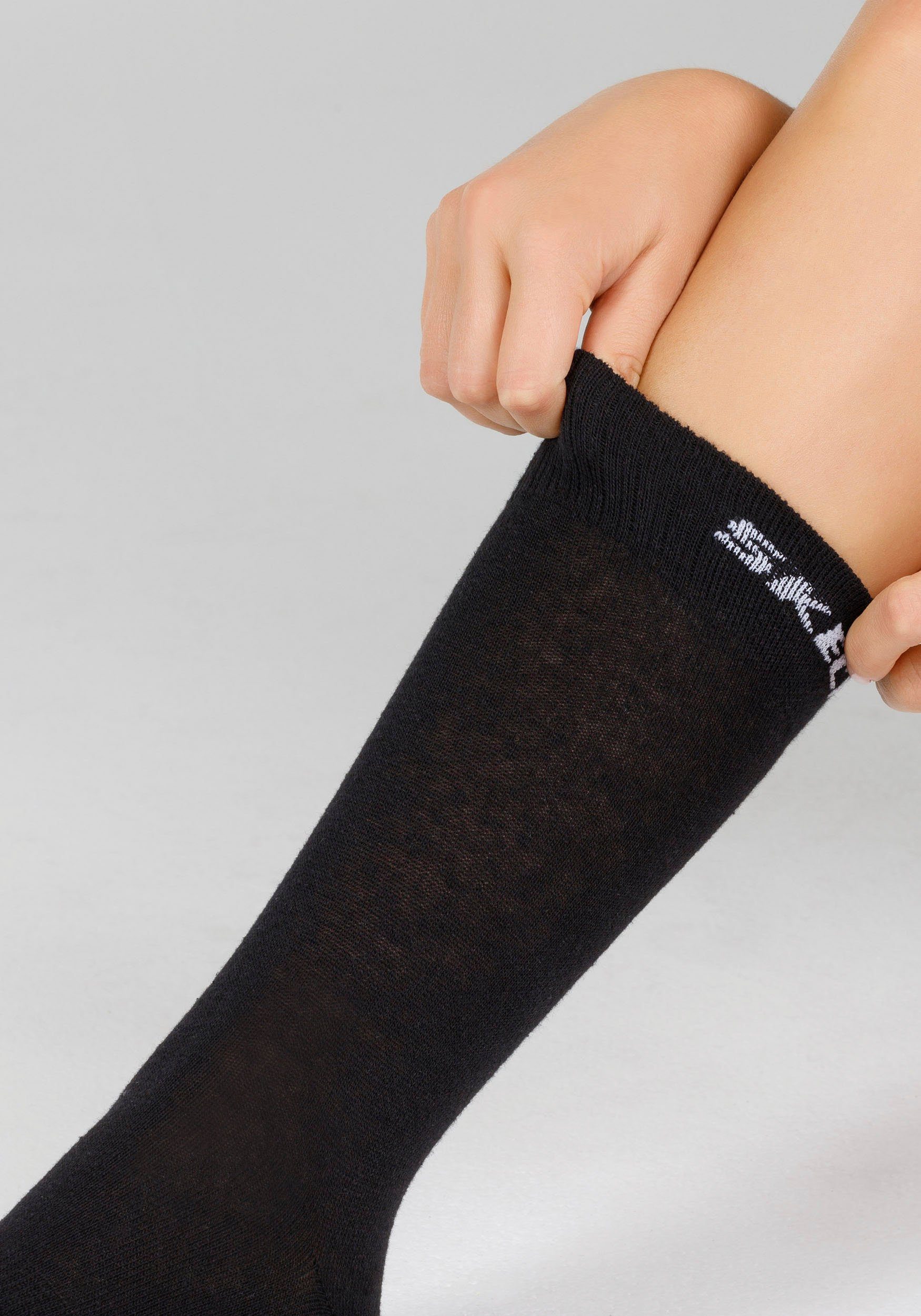 Socken Zehenbereich Fersen- verstärkter und schwarz Robust 6-Paar) und (Packung, langlebig: Skechers
