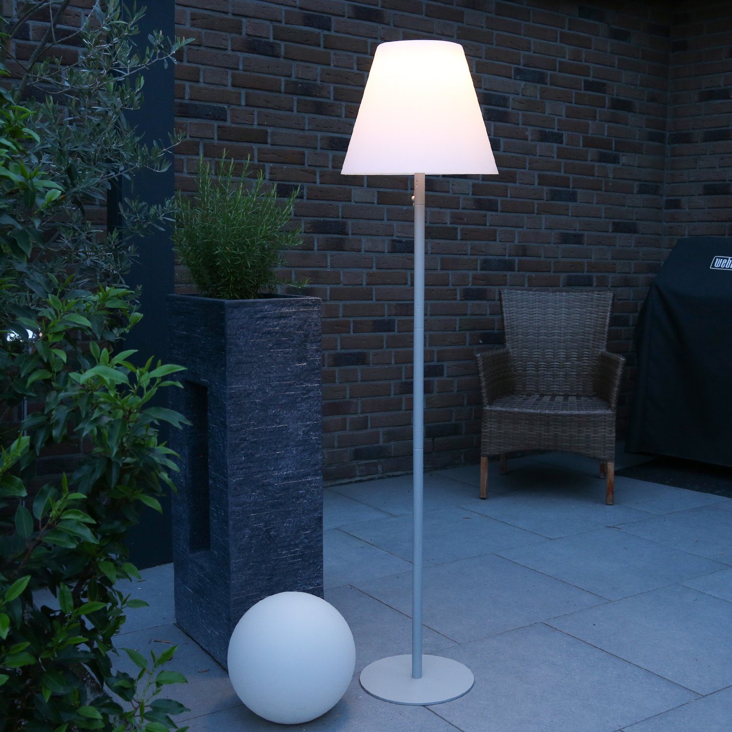 MARELIDA LED Außen-Stehlampe LED Solar Stehlampe Outdoor Gartenlampe  Terassenleuchte Metall 158cm, LED Classic, warmweiß (2100K bis 3000K)