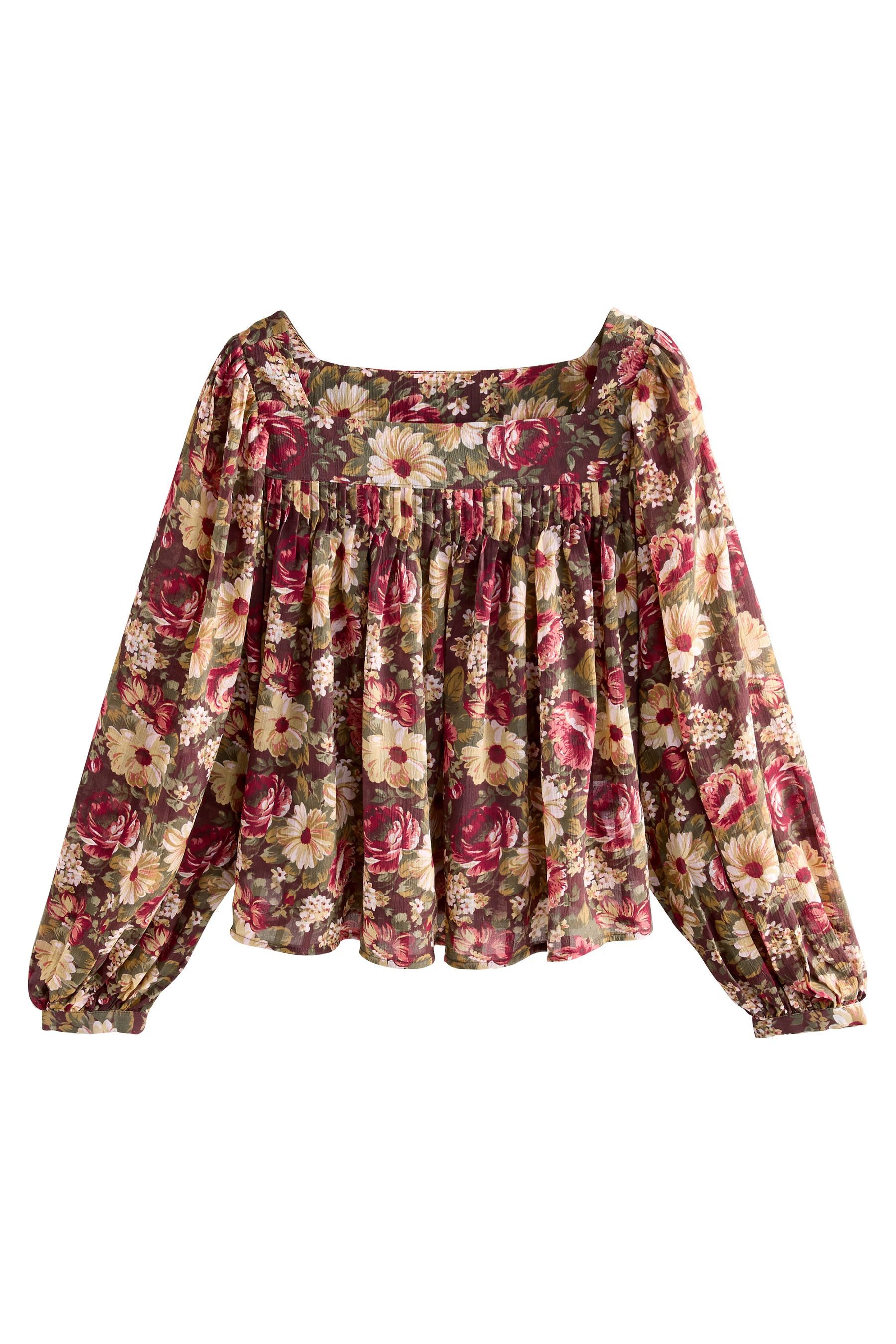Langarmbluse Bluse mit eckigem Ausschnitt