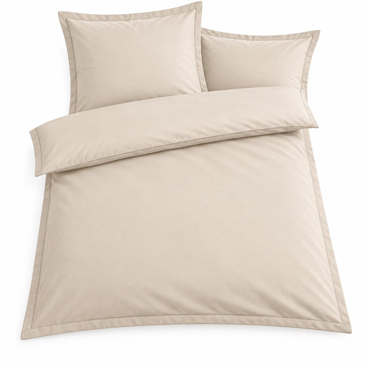 soma Bettwäsche Baumwoll-Set mit Stehsaum, 155x220 + 80x80 cm, Natur, Baumwolle, 2 teilig, 100% Baumwolle, weiche Musselin-Struktur, pflegeleicht